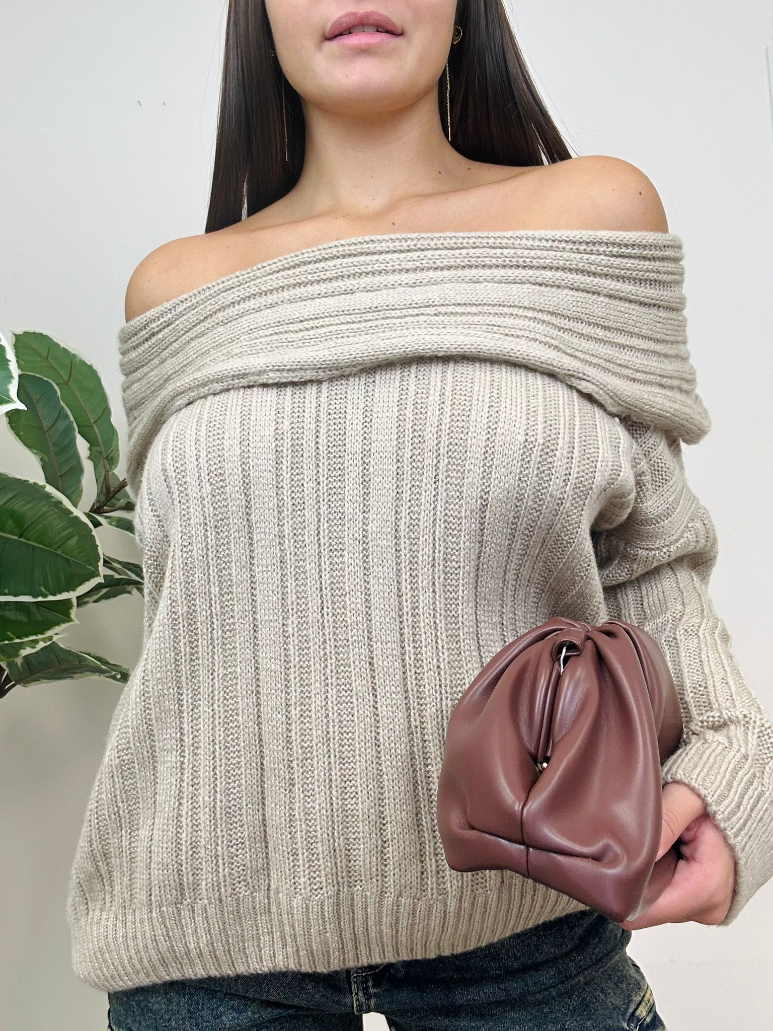Pochette Joia en éco-cuir - Marron