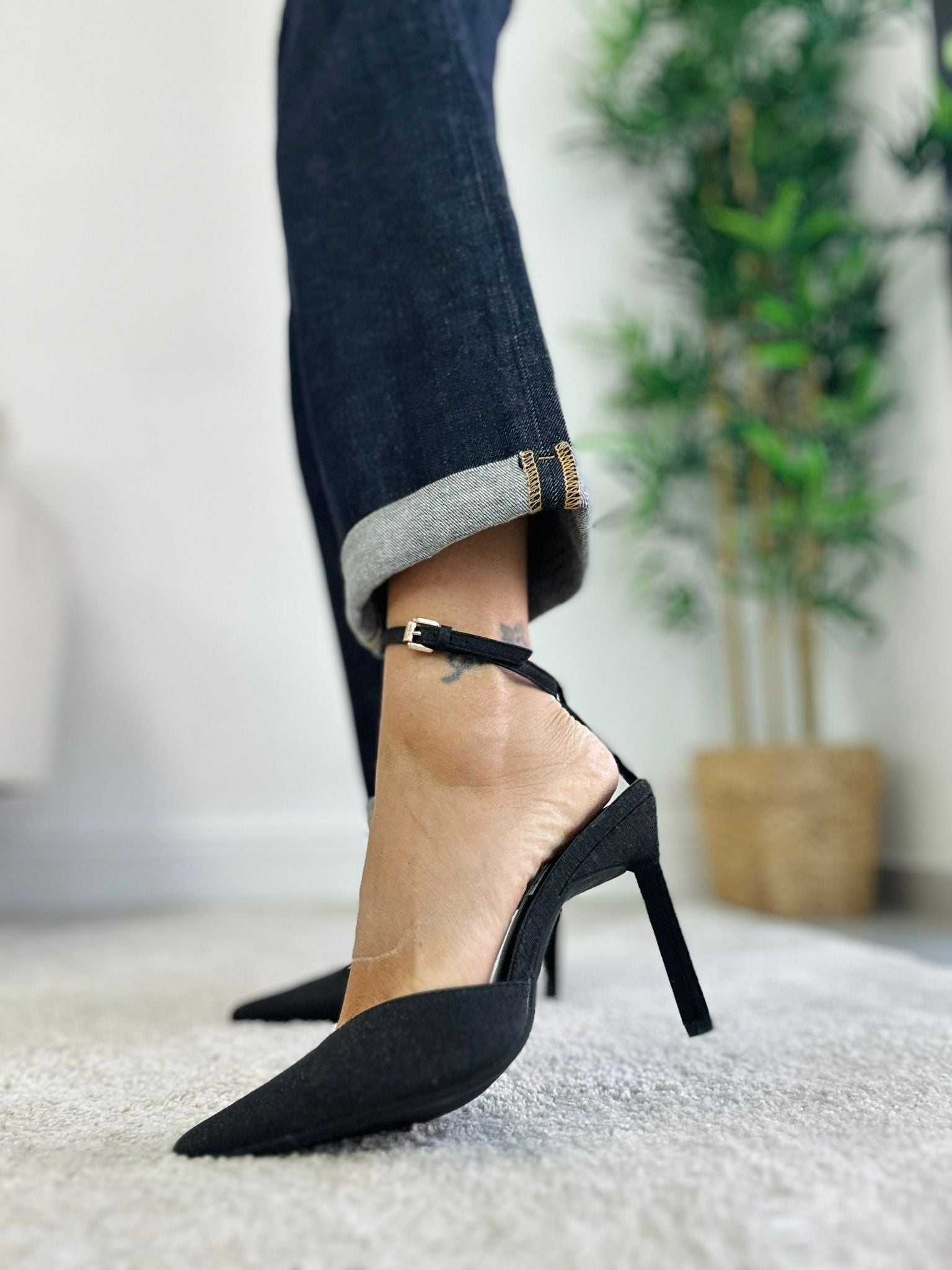 Escarpin en satin à talon - Noir
