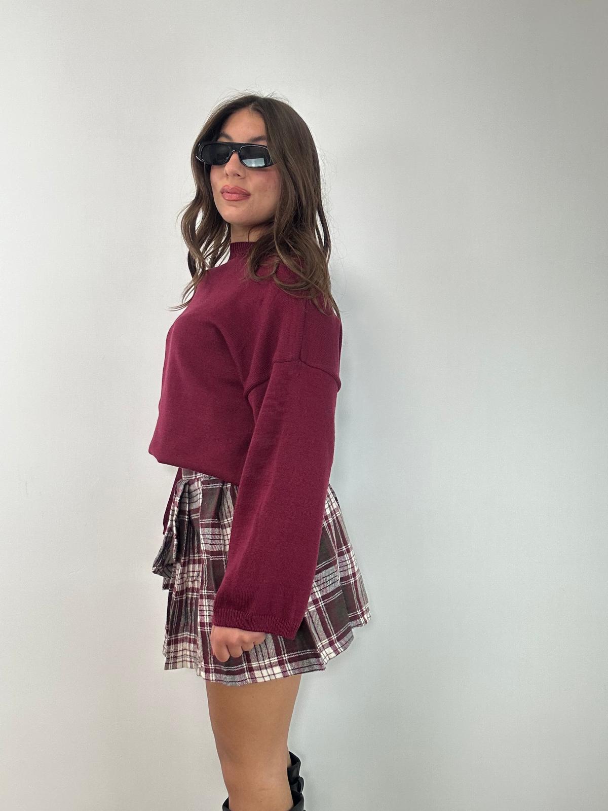 Gonna a quadri 25755 - Marrone e Bordeaux