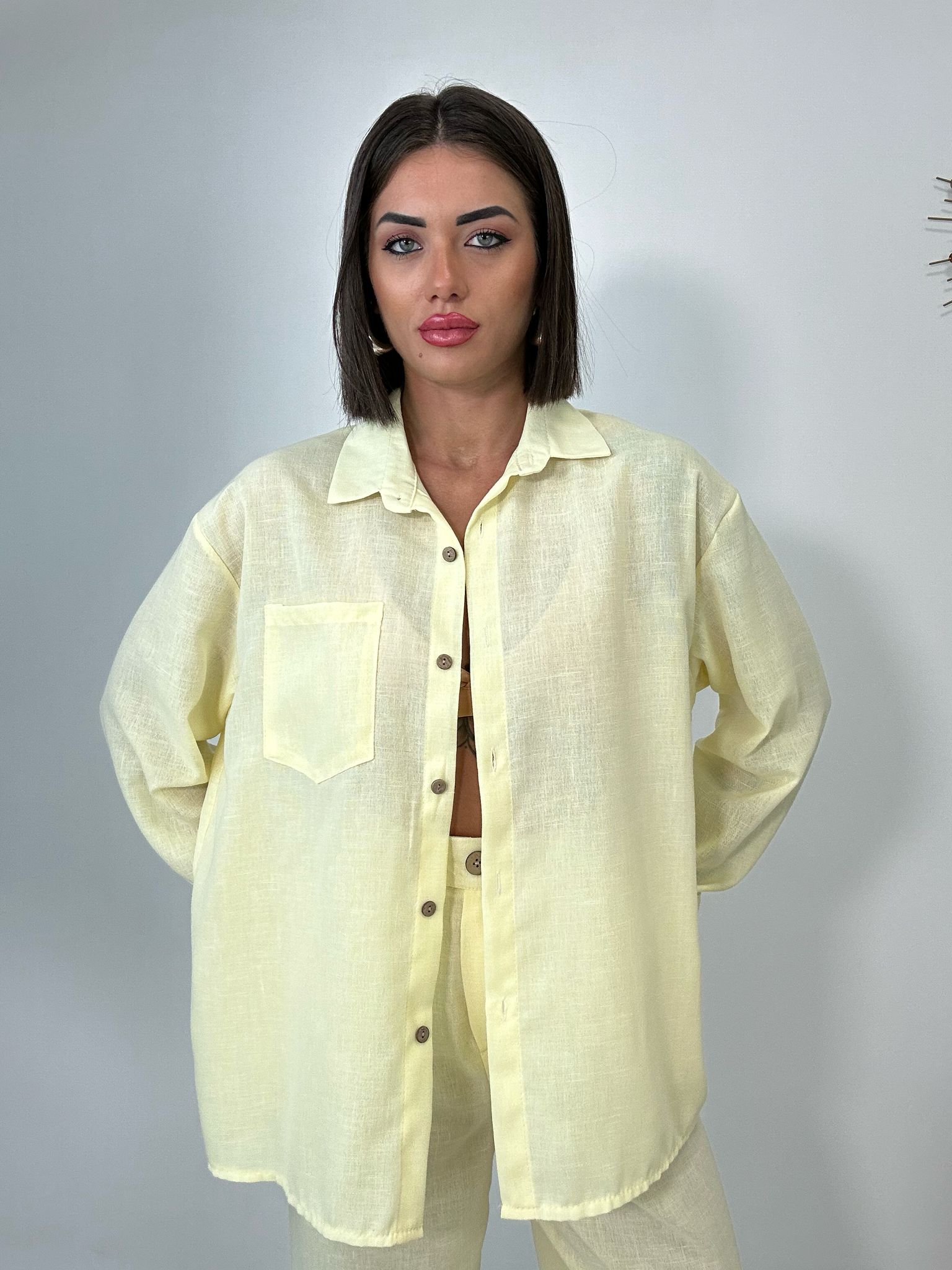 Camicia in Lino- Giallo