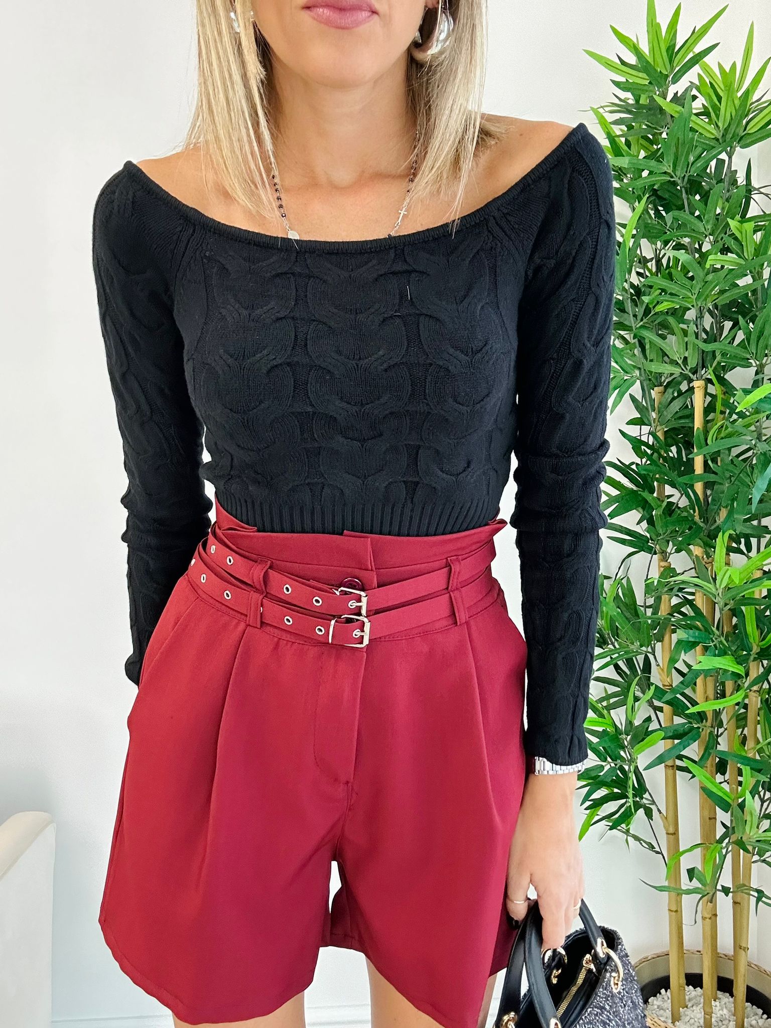 Pull court torsadé - Noir