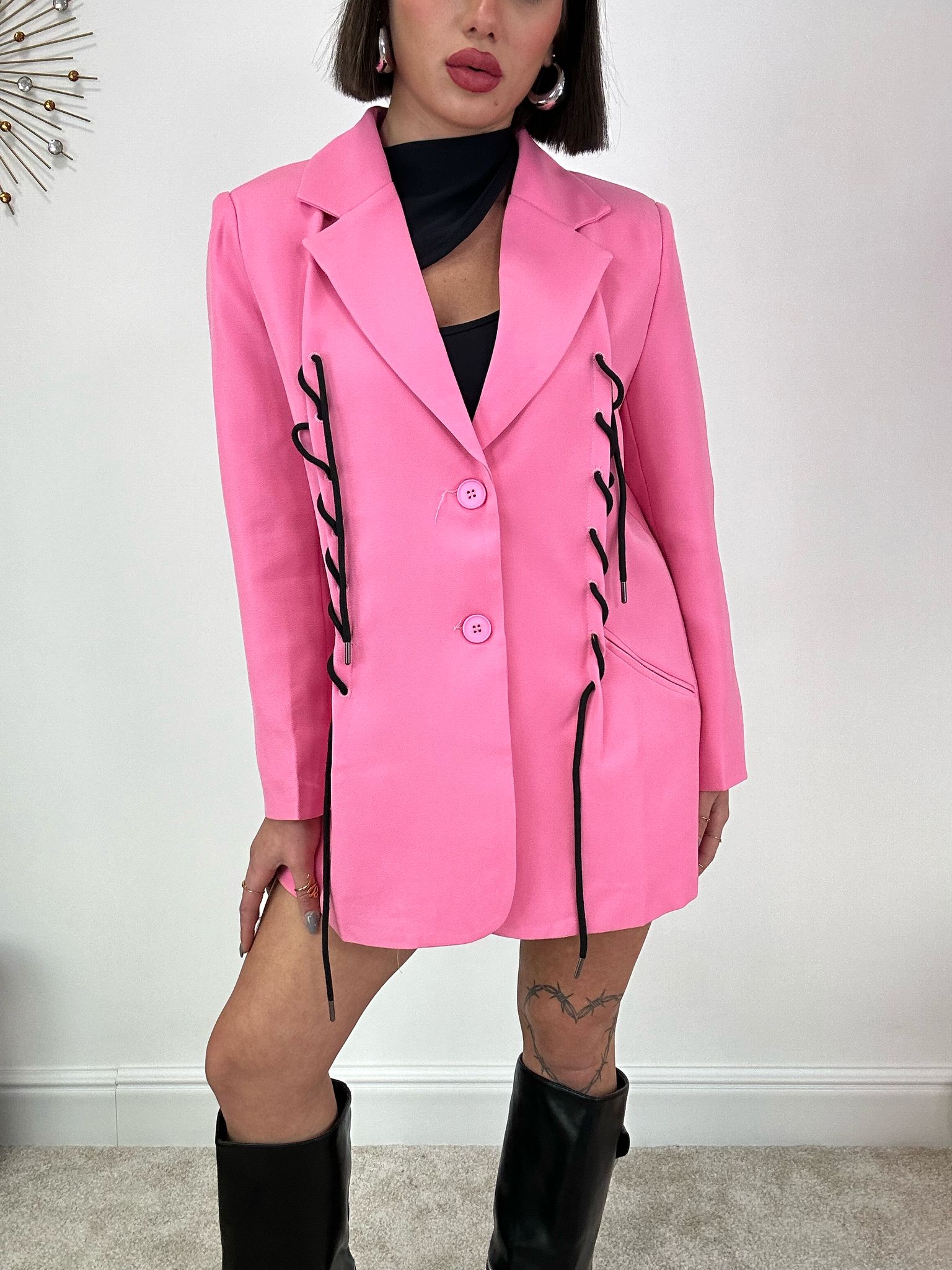 Blazer mit schwarzen Einsätzen - Pink