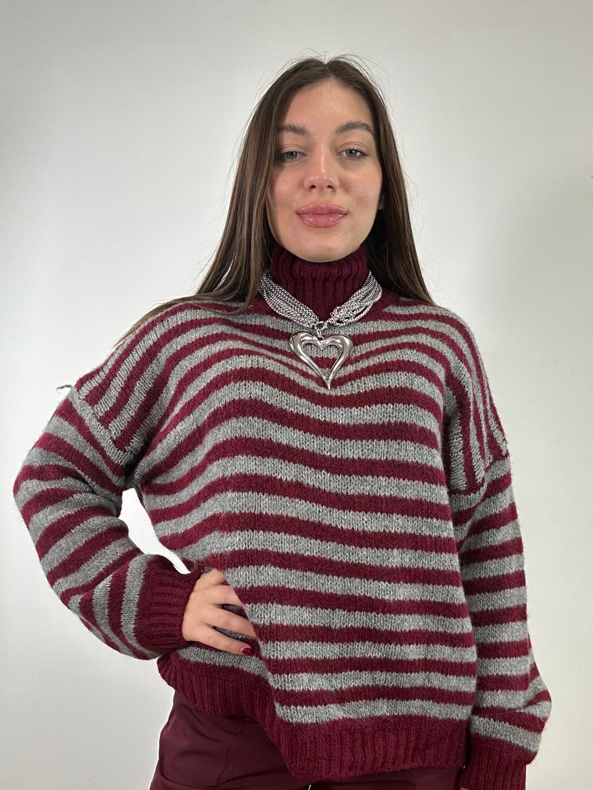 Maglione  - Bordeaux e Grigio