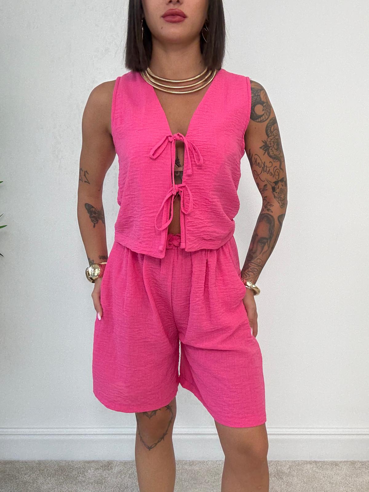 Coordinato Sofia (Top + Pantaloncino) Fucsia