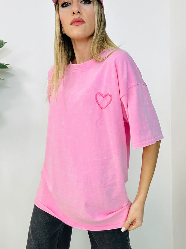 Maxi T- Shirt Cuoricino - Rosa