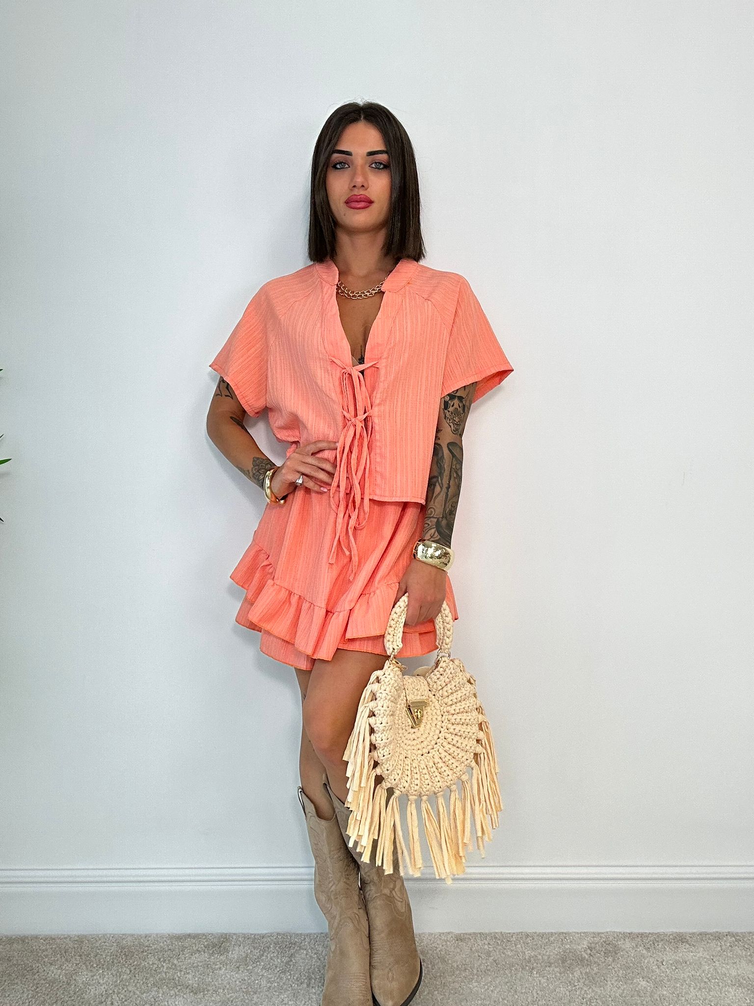 Coordinato Marta (Camicetta + Pantaloncino) Pesca