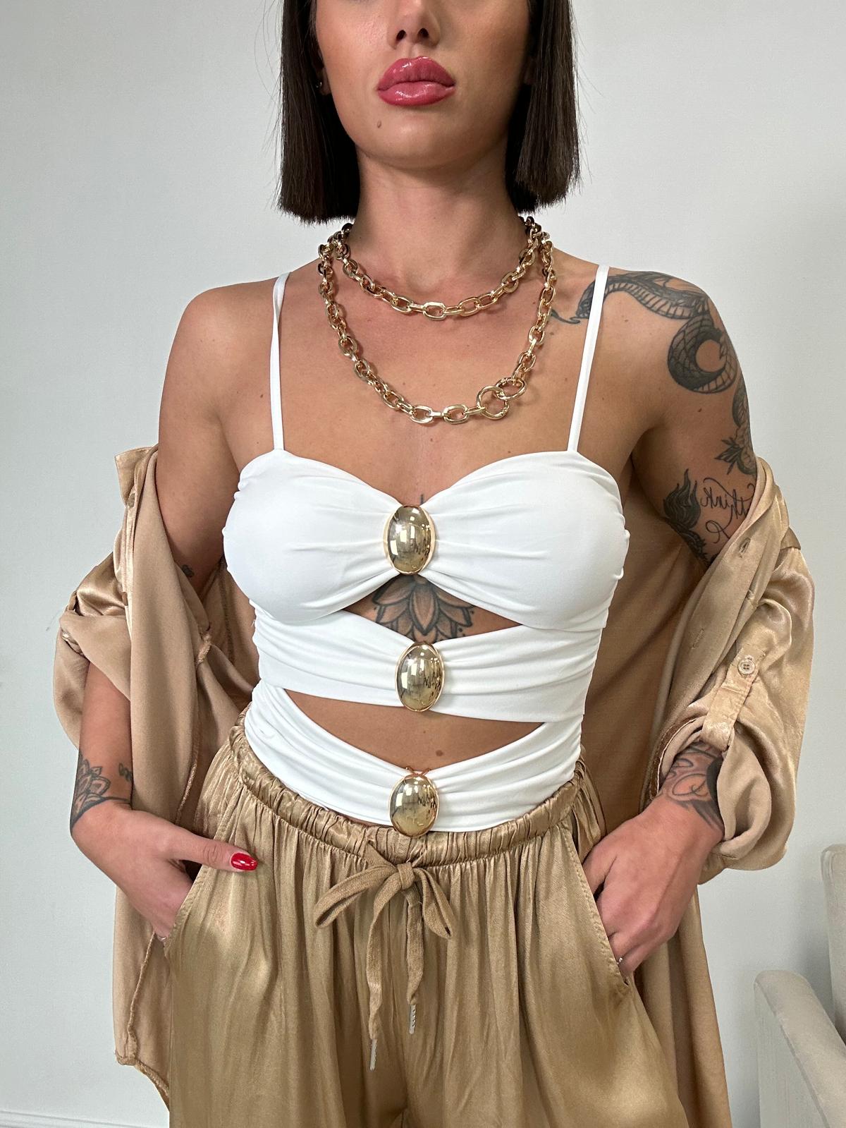 Body Cut Out Ganci Oro - Bianco