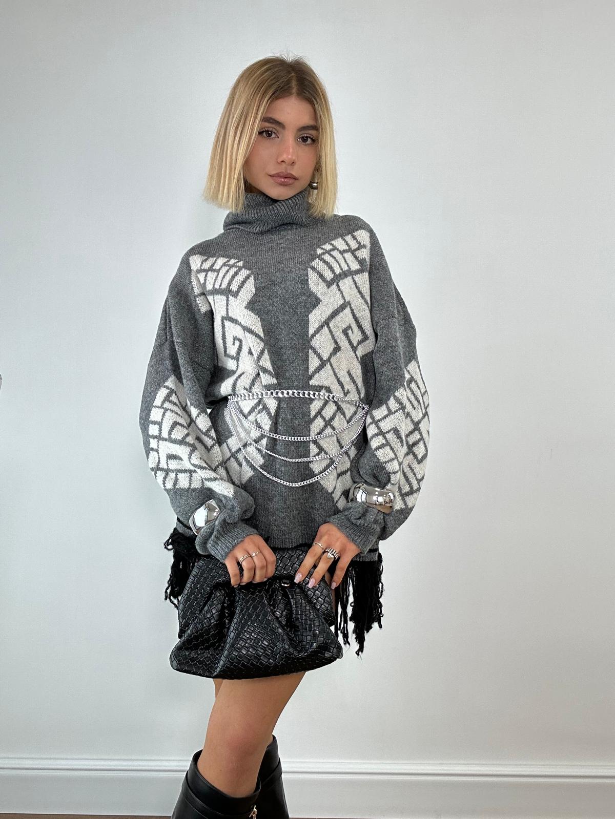 Abito con frange 25870 - Grigio