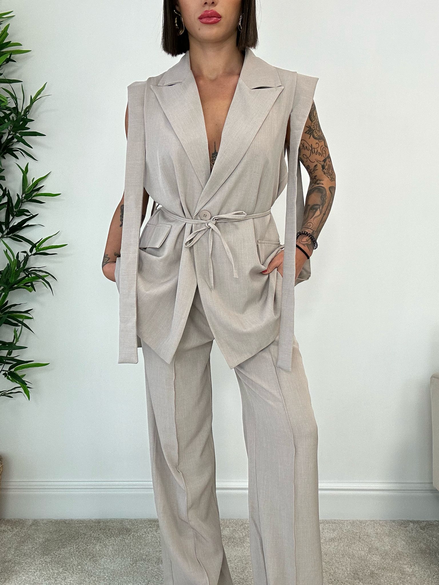 Tailleur Valencia (Blazer Smanicato + Pantalone) Fango