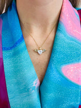 Collana cuore argento con ali dorate - FR36