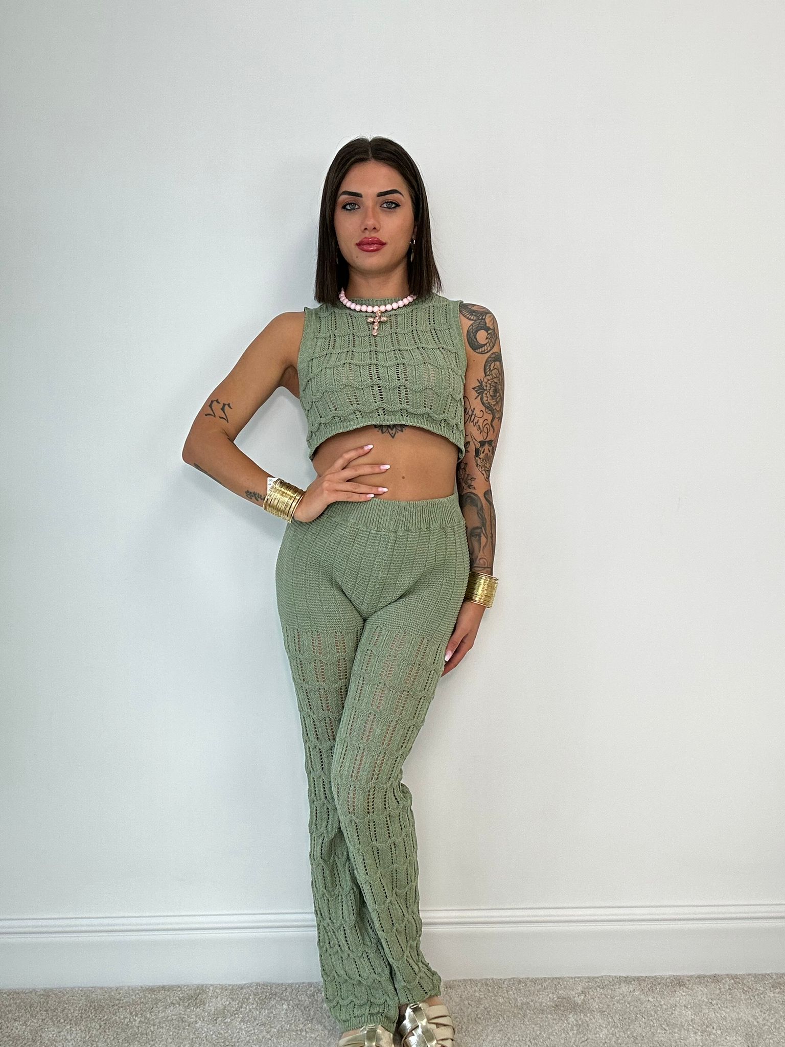 Coordinato "My Summer" (Top + Pantalone) Verde