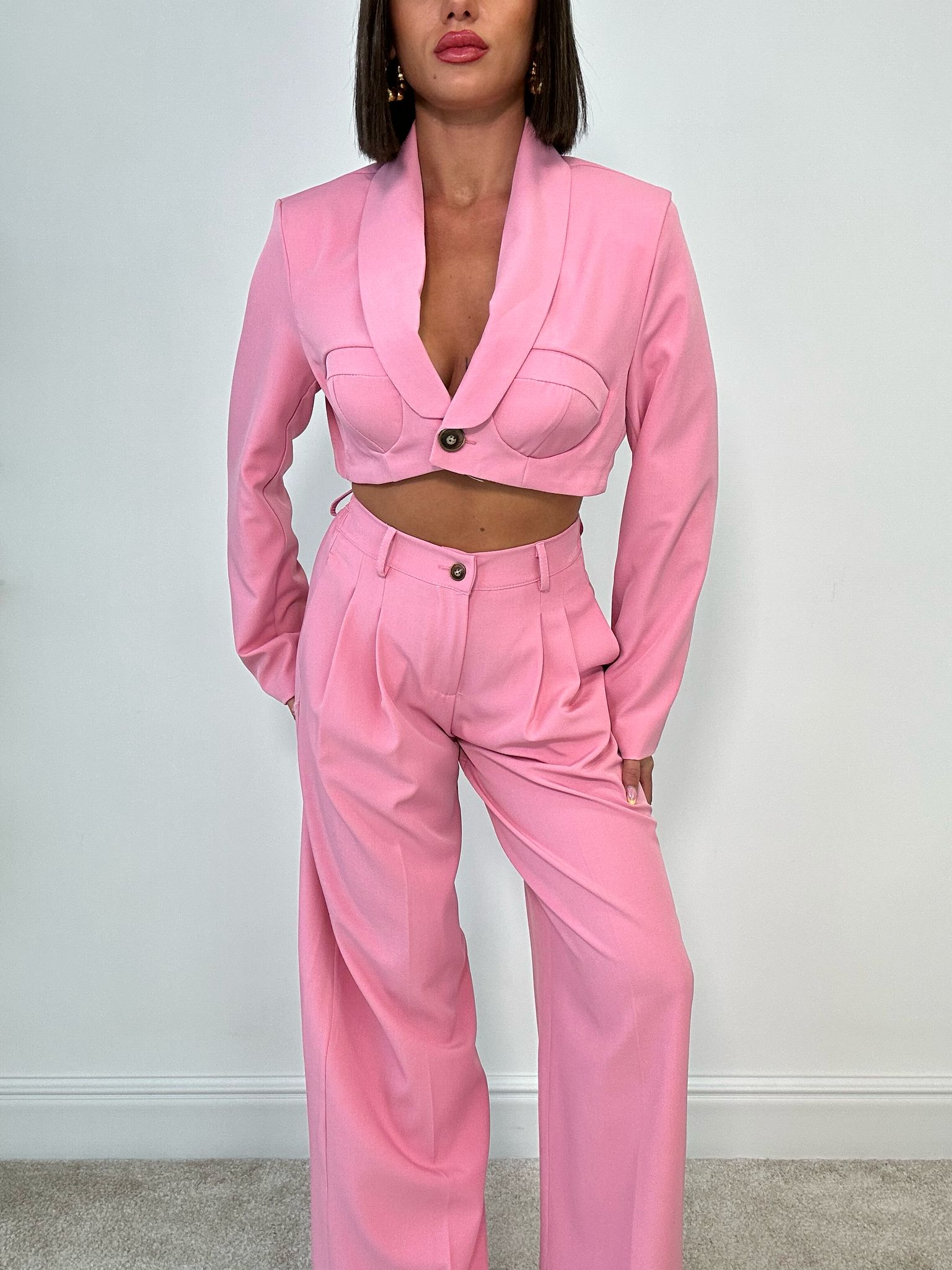 Vittoria Kombiset (Blazer Crop + Hose) Rosa