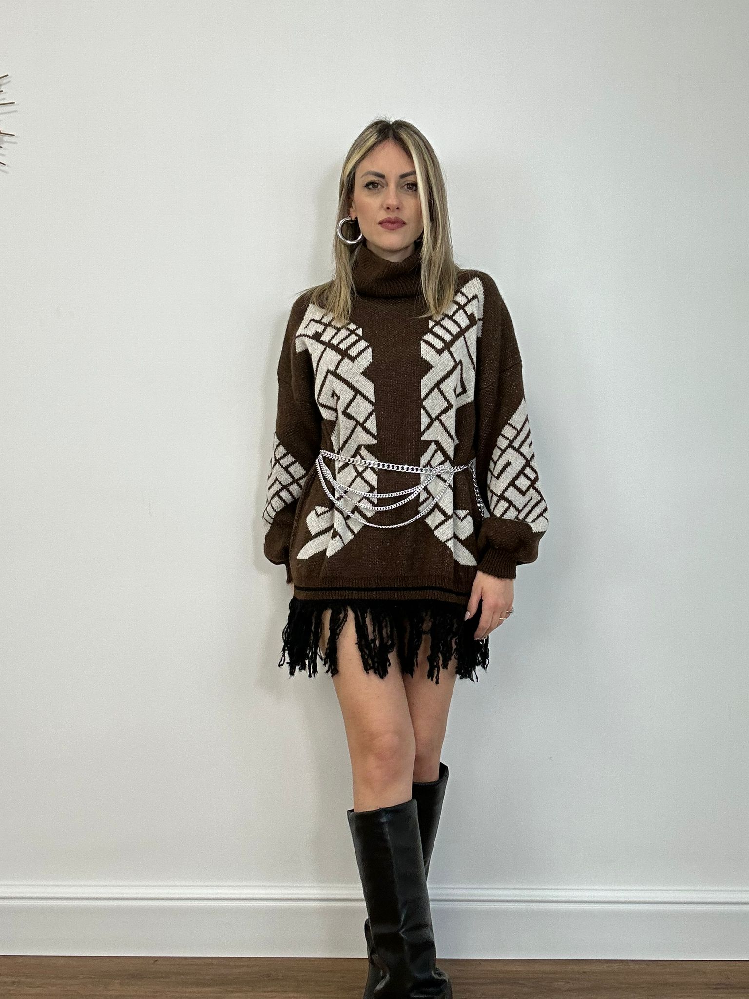 Fransenkleid 25870 - Braun