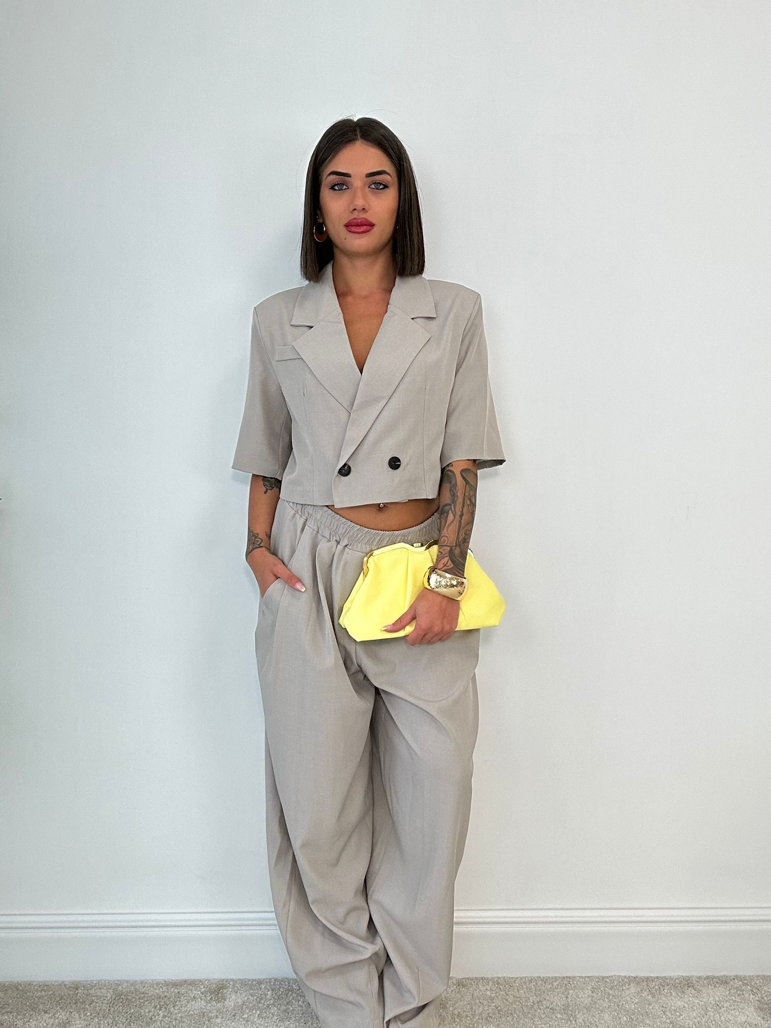 Tailleur Toledo (Blazer crop + Pantalone) Fango