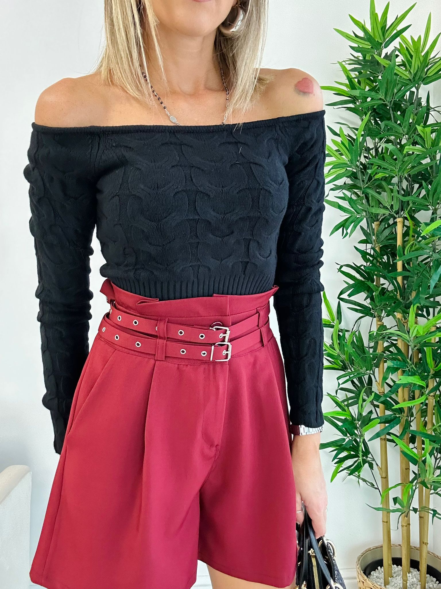 Pull court torsadé - Noir