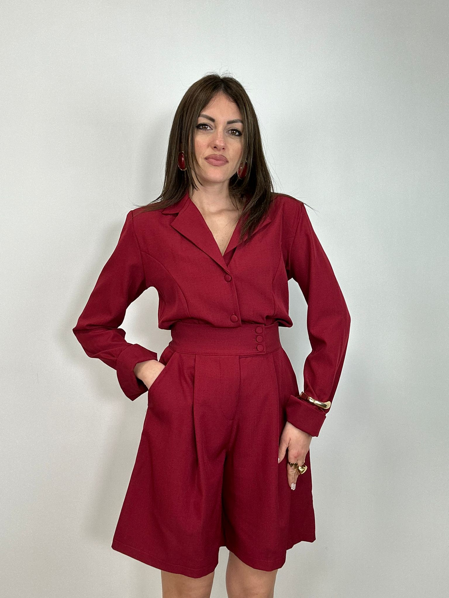 Coordinato 6307 (Camicia + Bermuda) Bordeaux