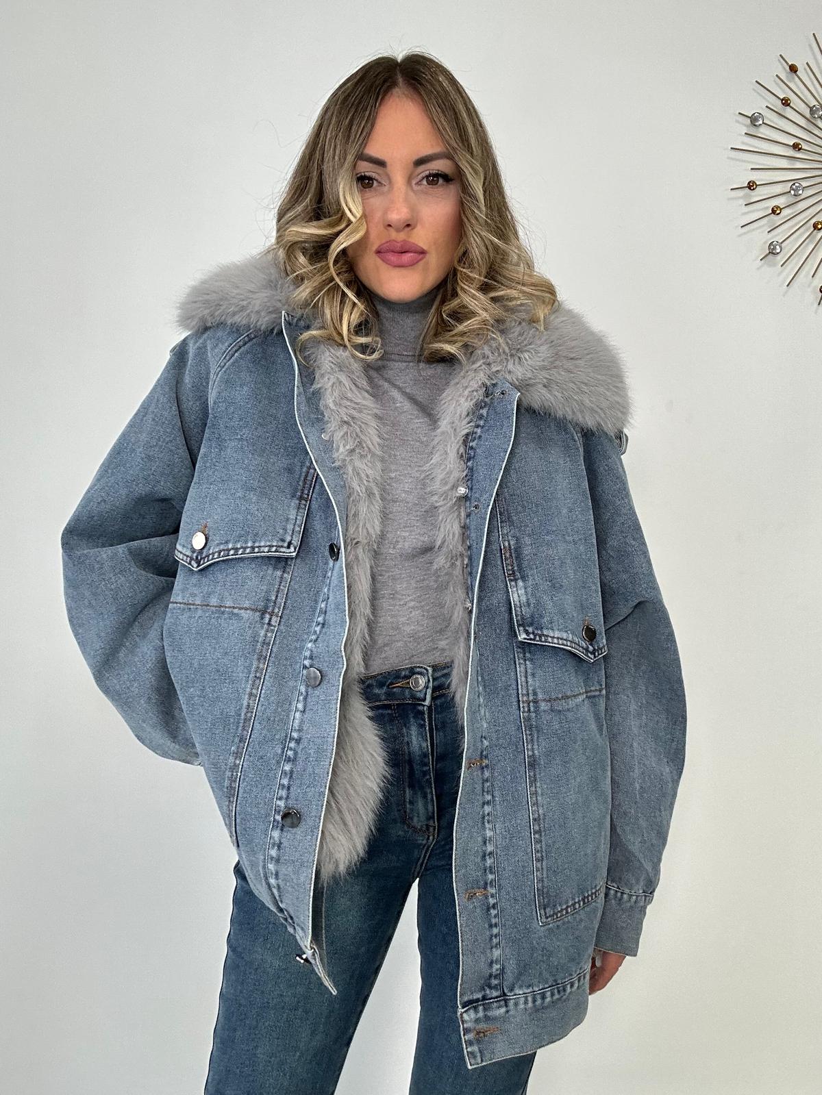 Giacca di jeans con ecopelliccia 6373
