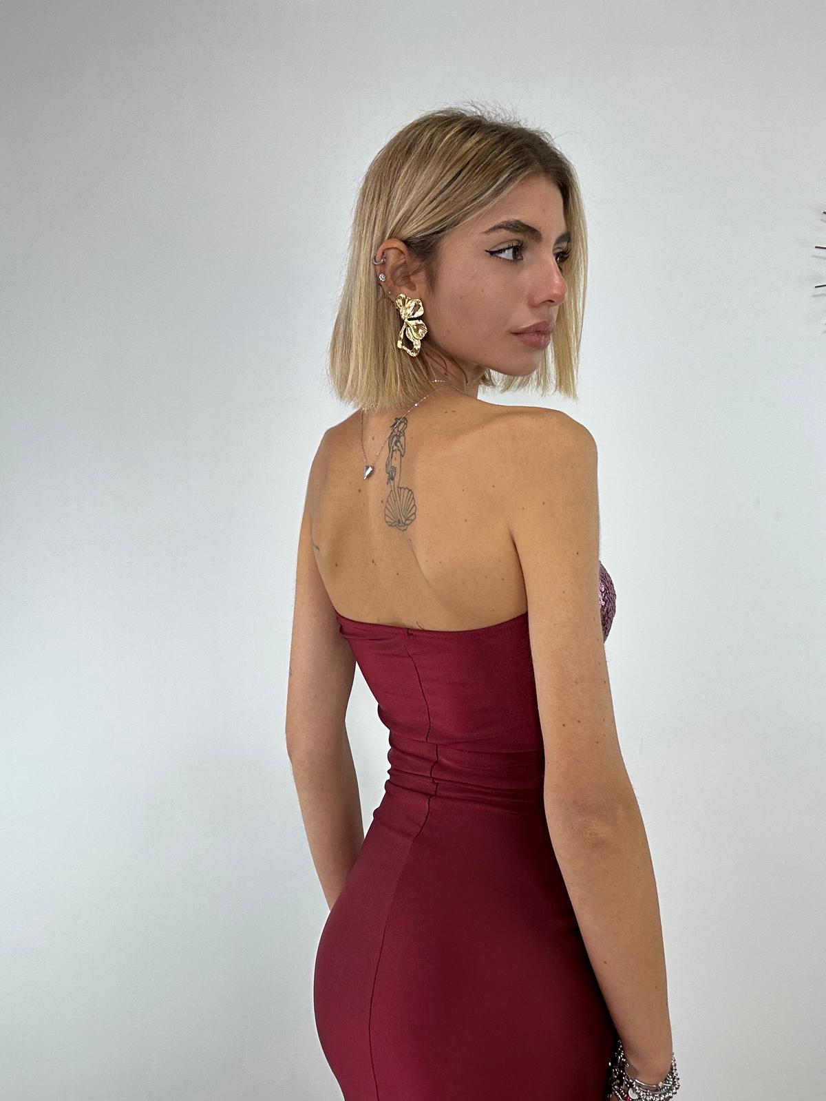 Abito con paillettes 1338 - Bordeaux