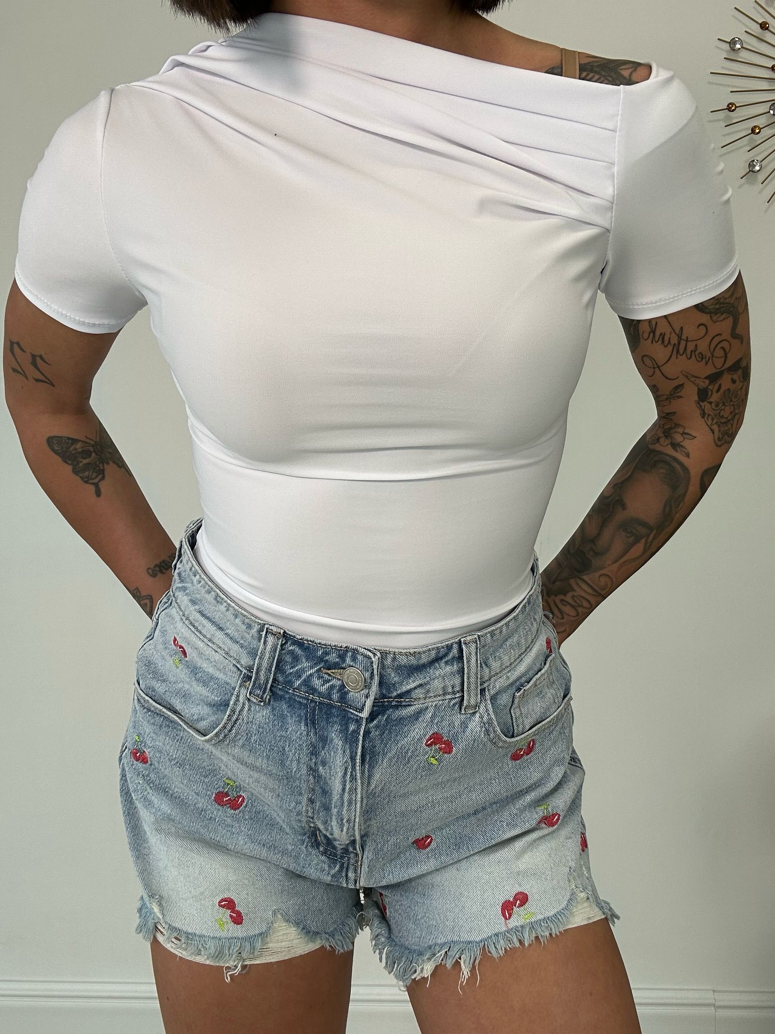 Body scollo asimmetrico - Bianco