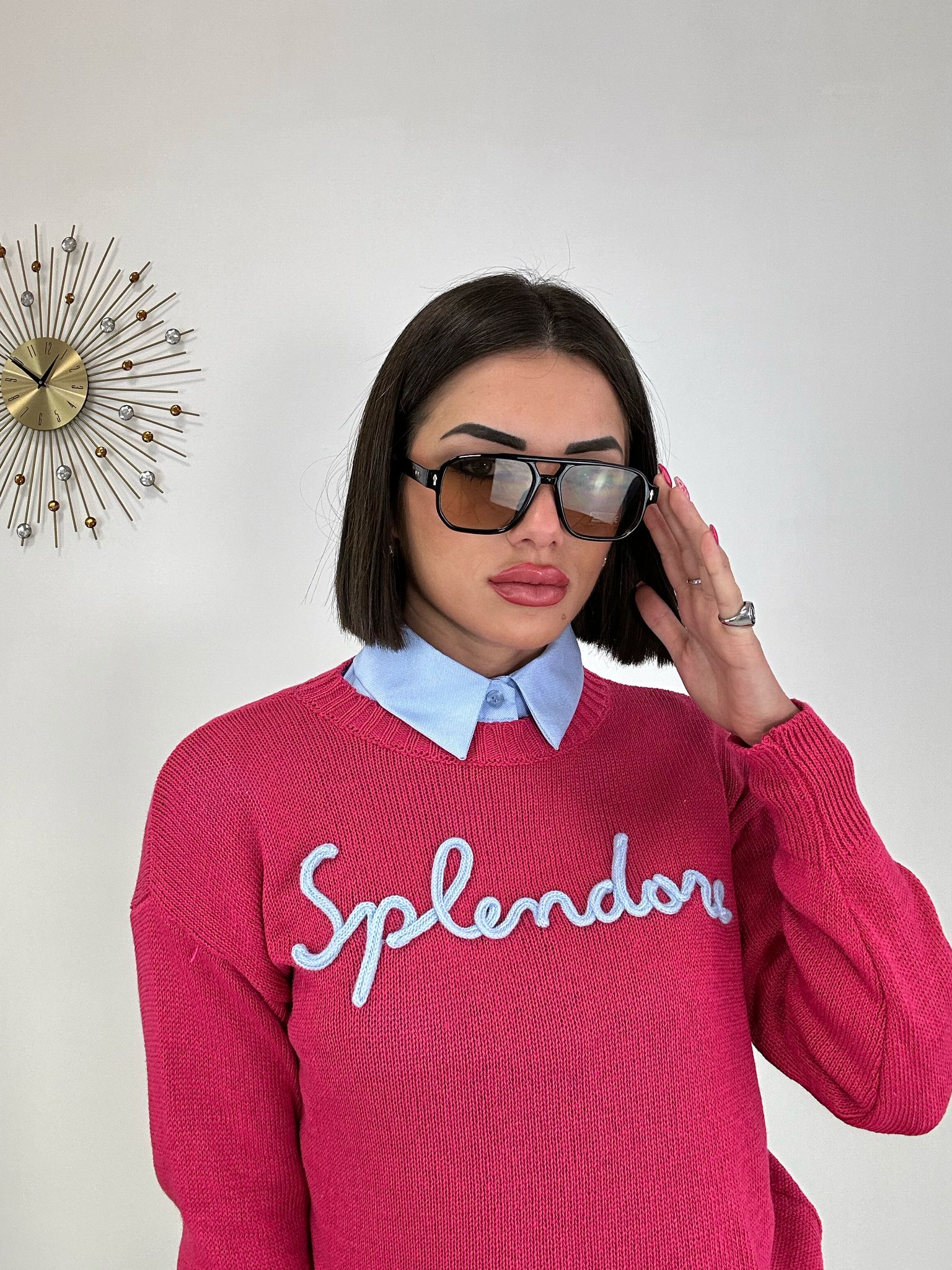 Tropfenbrille - Schwarz mit braunen Gläsern