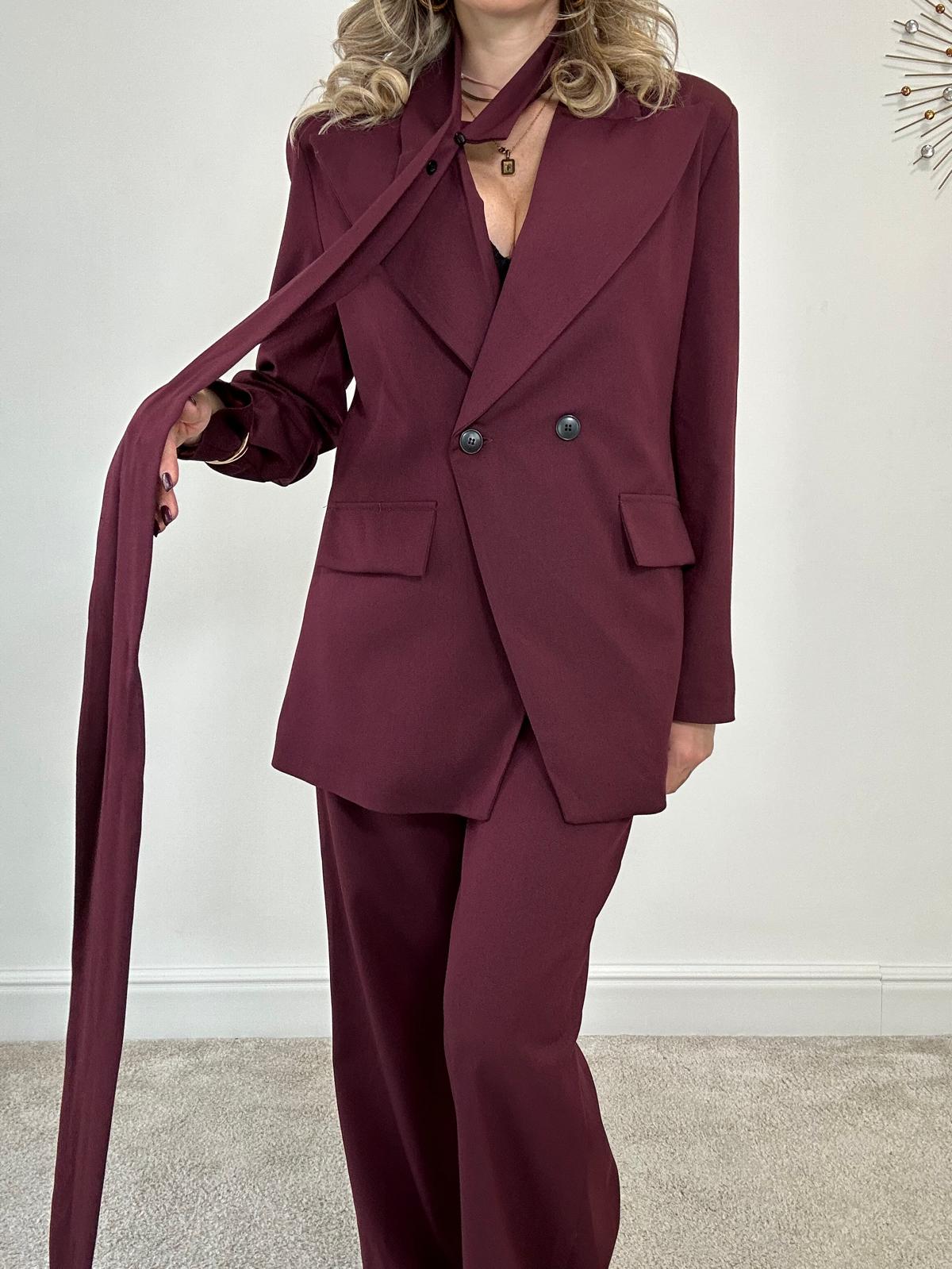 Tailleur 2612 (Blazer con foulard + Pantalone) Bordeaux