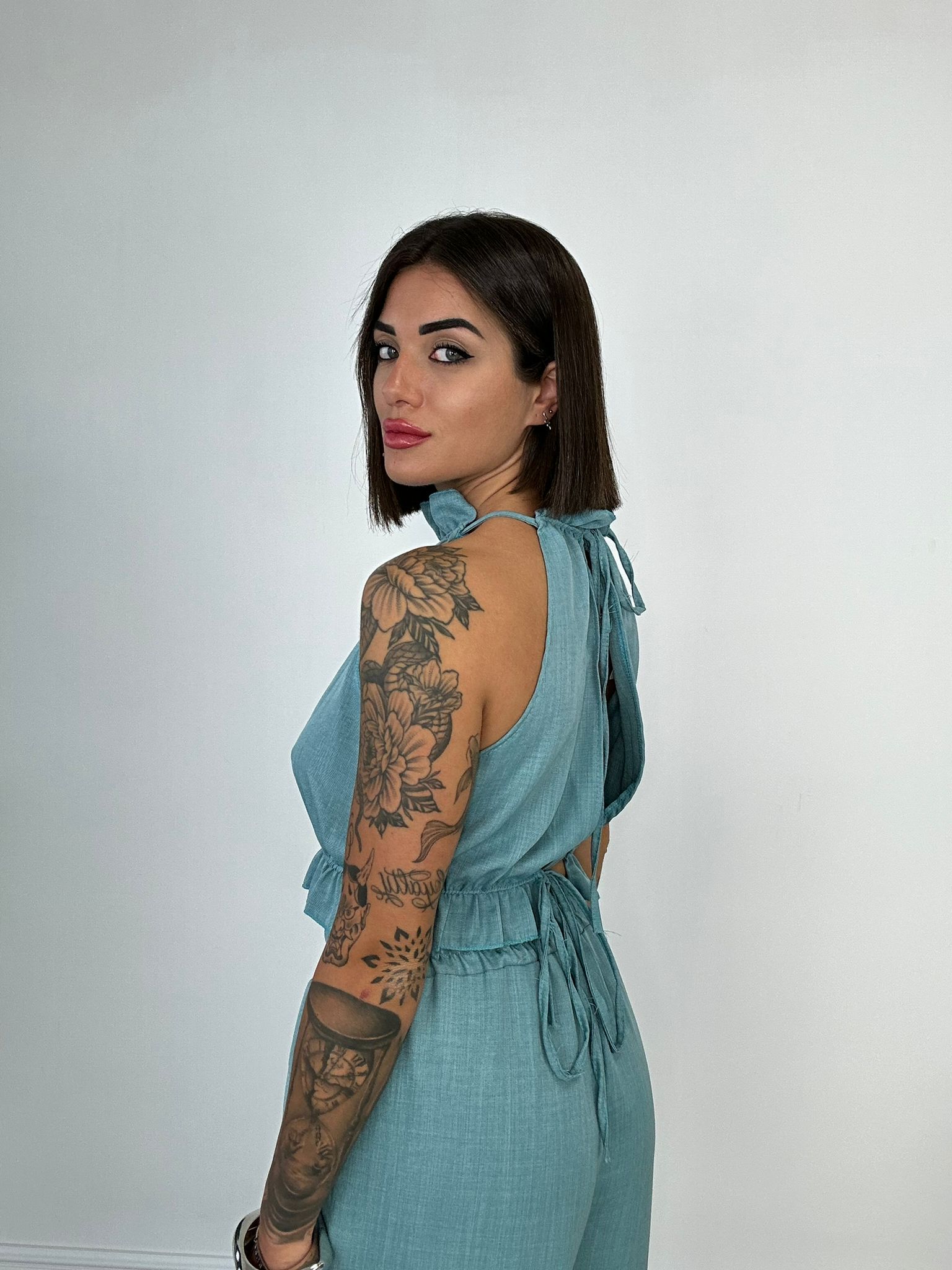 Coordinato Miami (Top + Pantalone) Celeste Marino