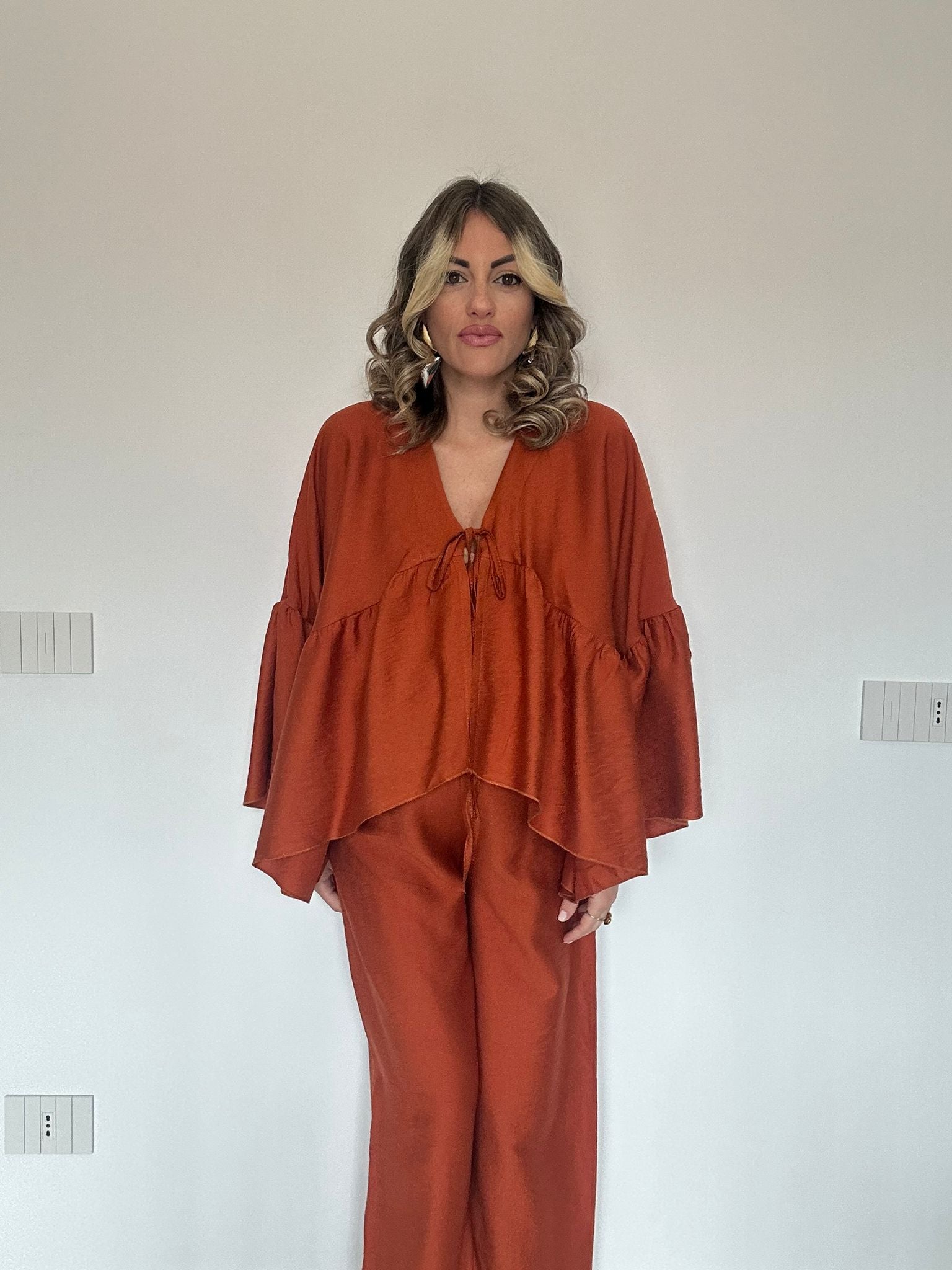 Coordinato Marika (Blusa + Pantalone) Coccio