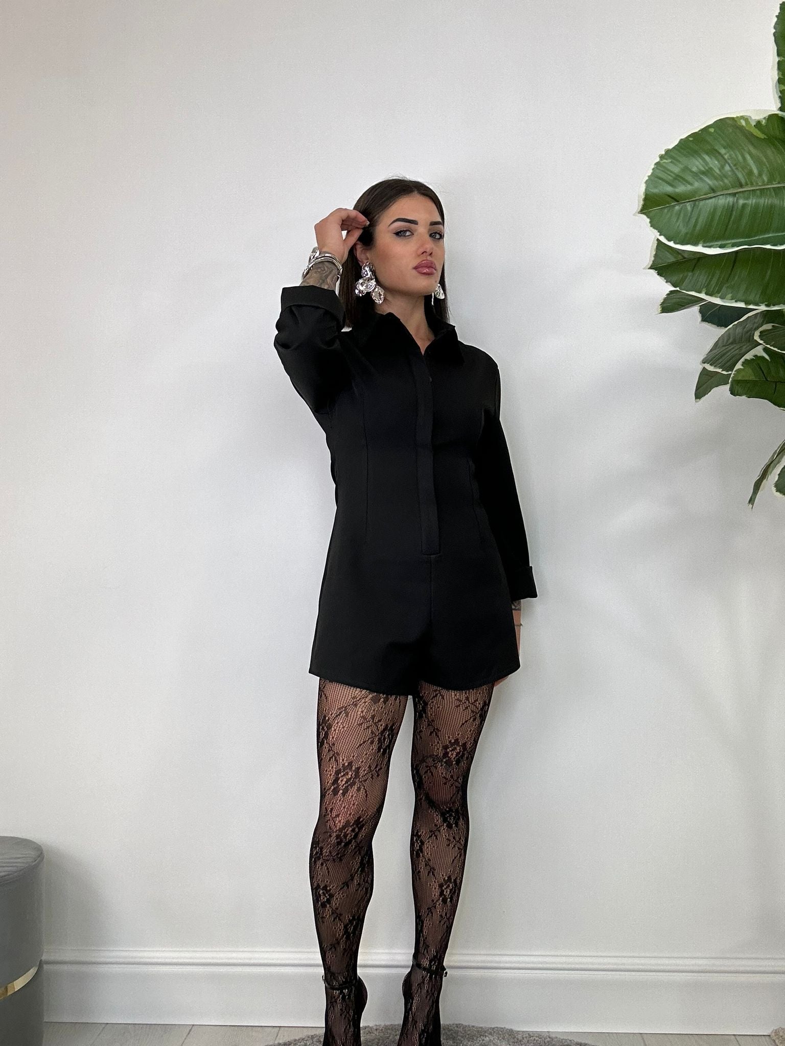 Combinaison boutonnée - Noir