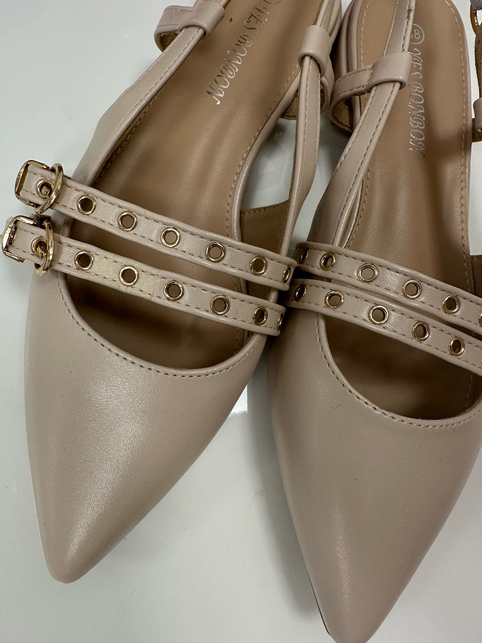 Ballerines à talon bas et bride arrière - Beige