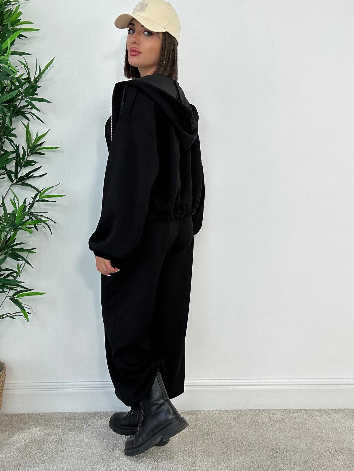 Coordinato Tuta 3 pezzi (Corpetto + Felpa + Pantalone) Nero