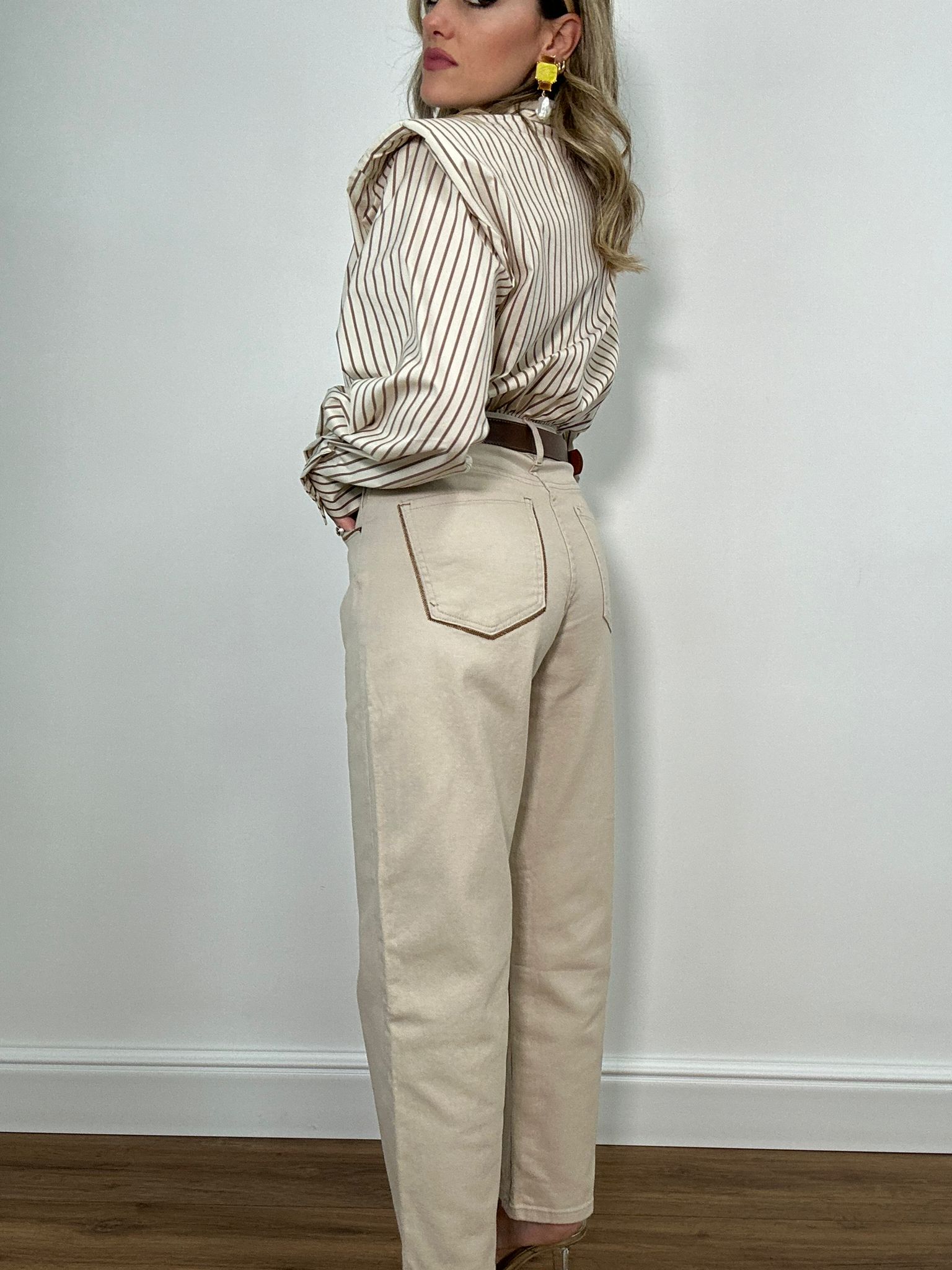 Jeans Mom Fit 32637 - Beige