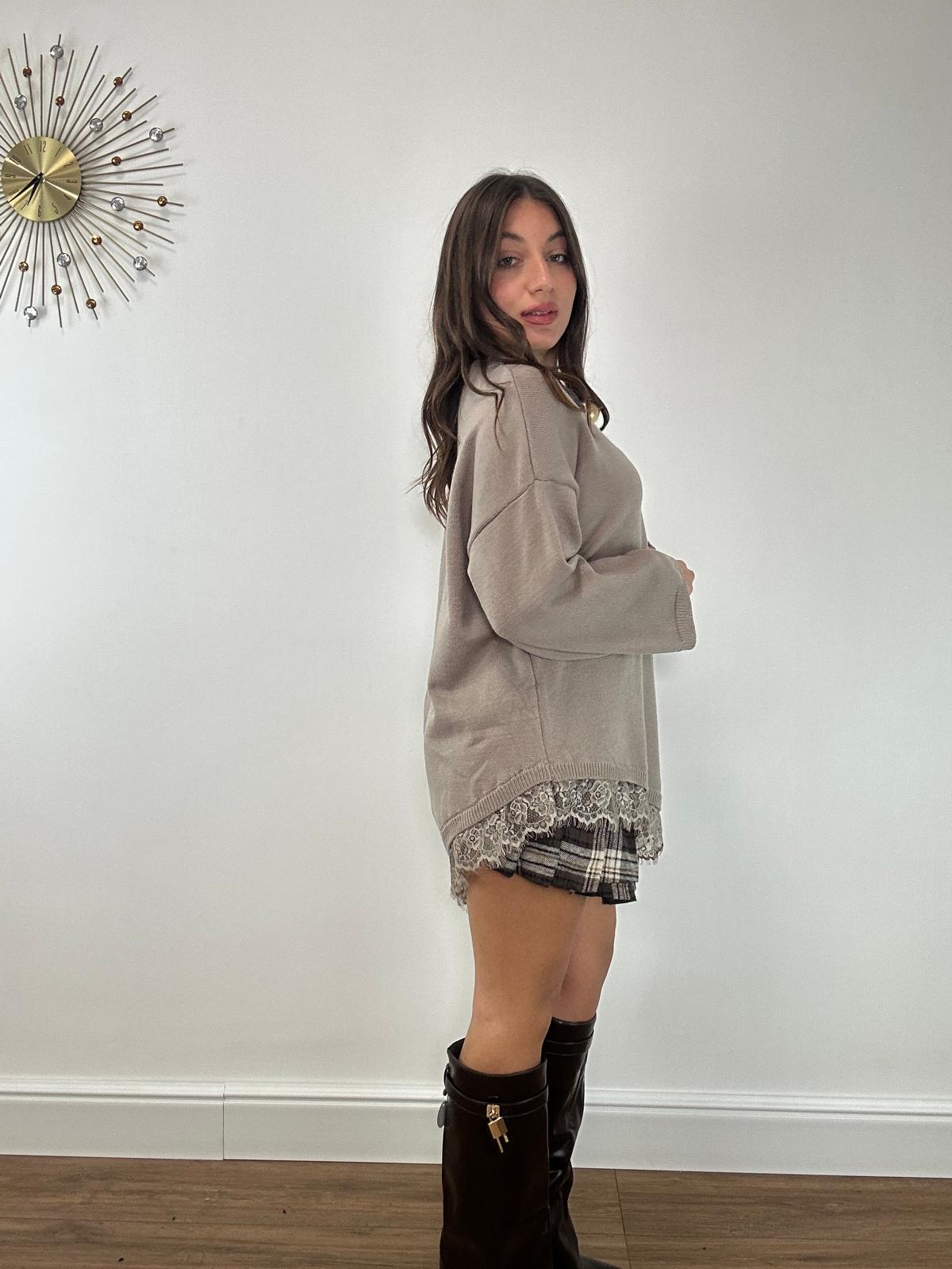 Maglione Asimmetrico 25893 - Tortora