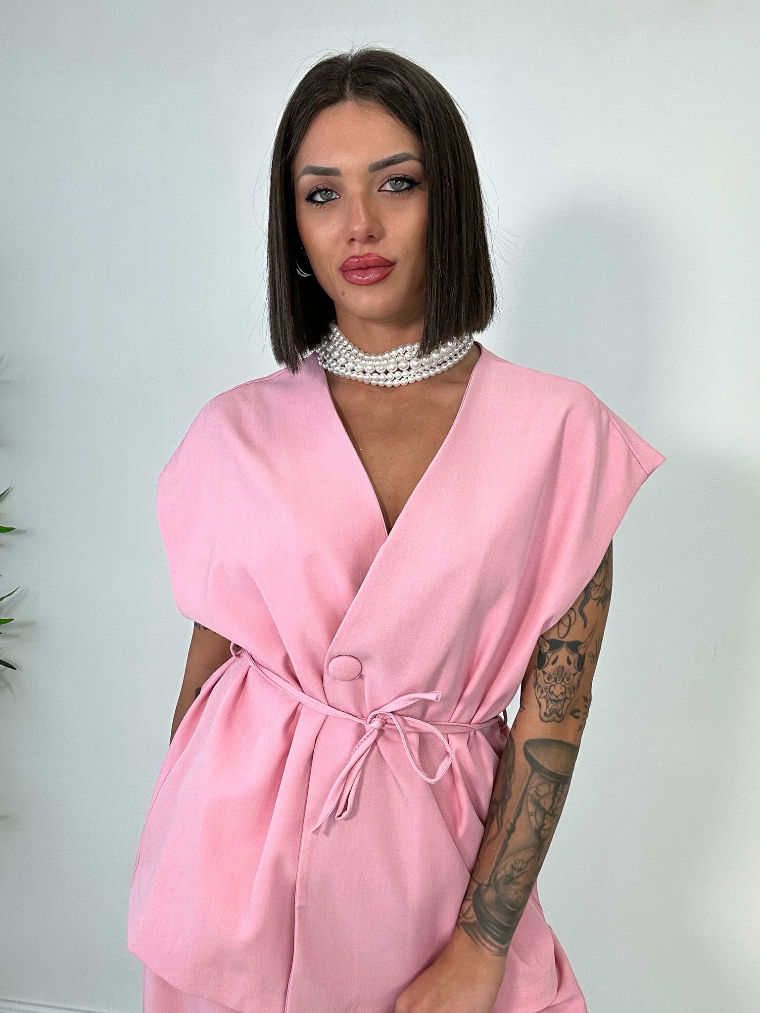 Coordinato Malaga (Giacca Smanicata+ Pantalone) Rosa