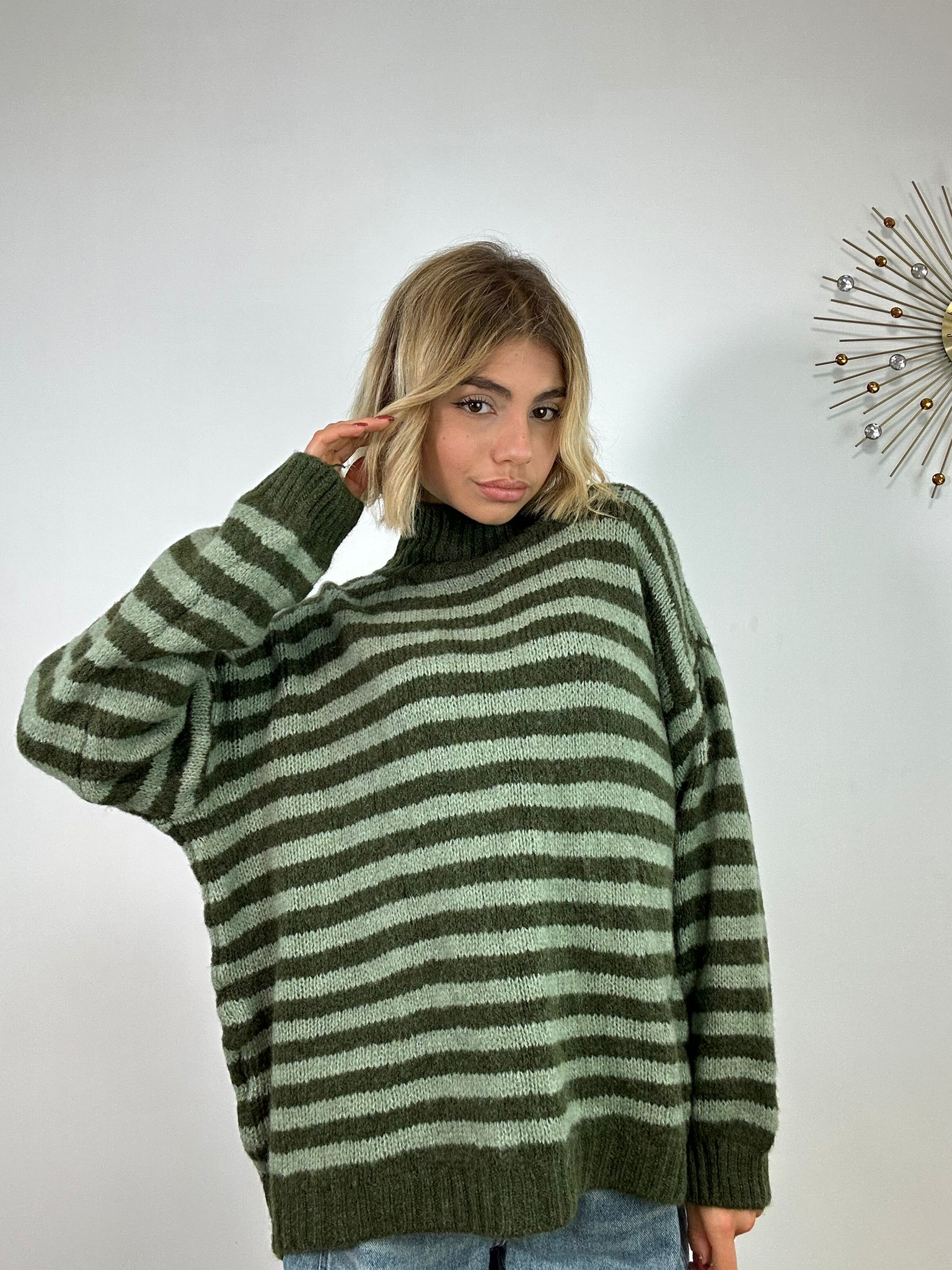 Maglione a righe 3314 - Verde