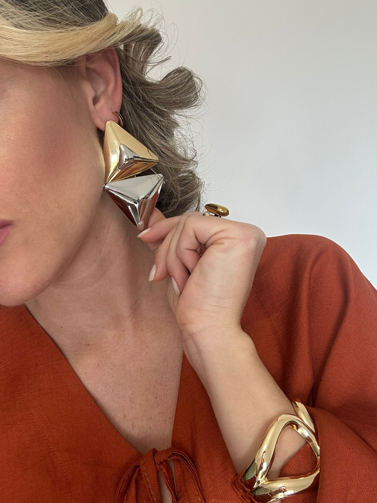 Orecchini a triangolo - Argento e Oro