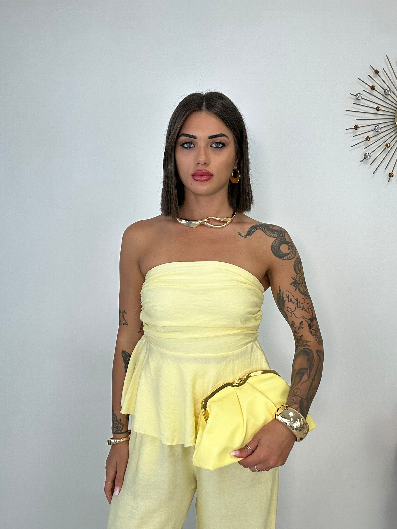 Coordinato Minorca (Top + Pantalone) Giallo