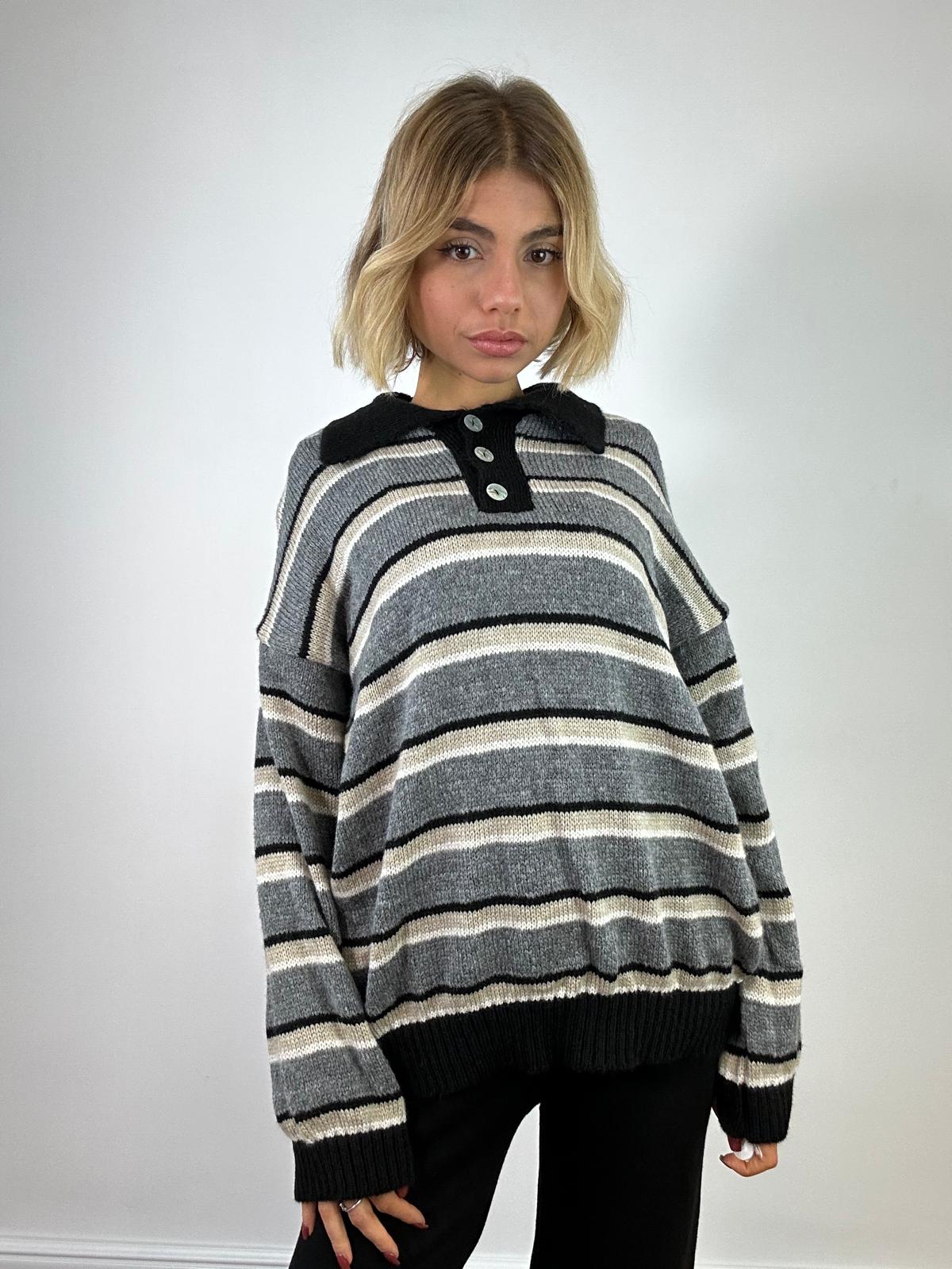 Maglione 33829 - Grigio e Nero