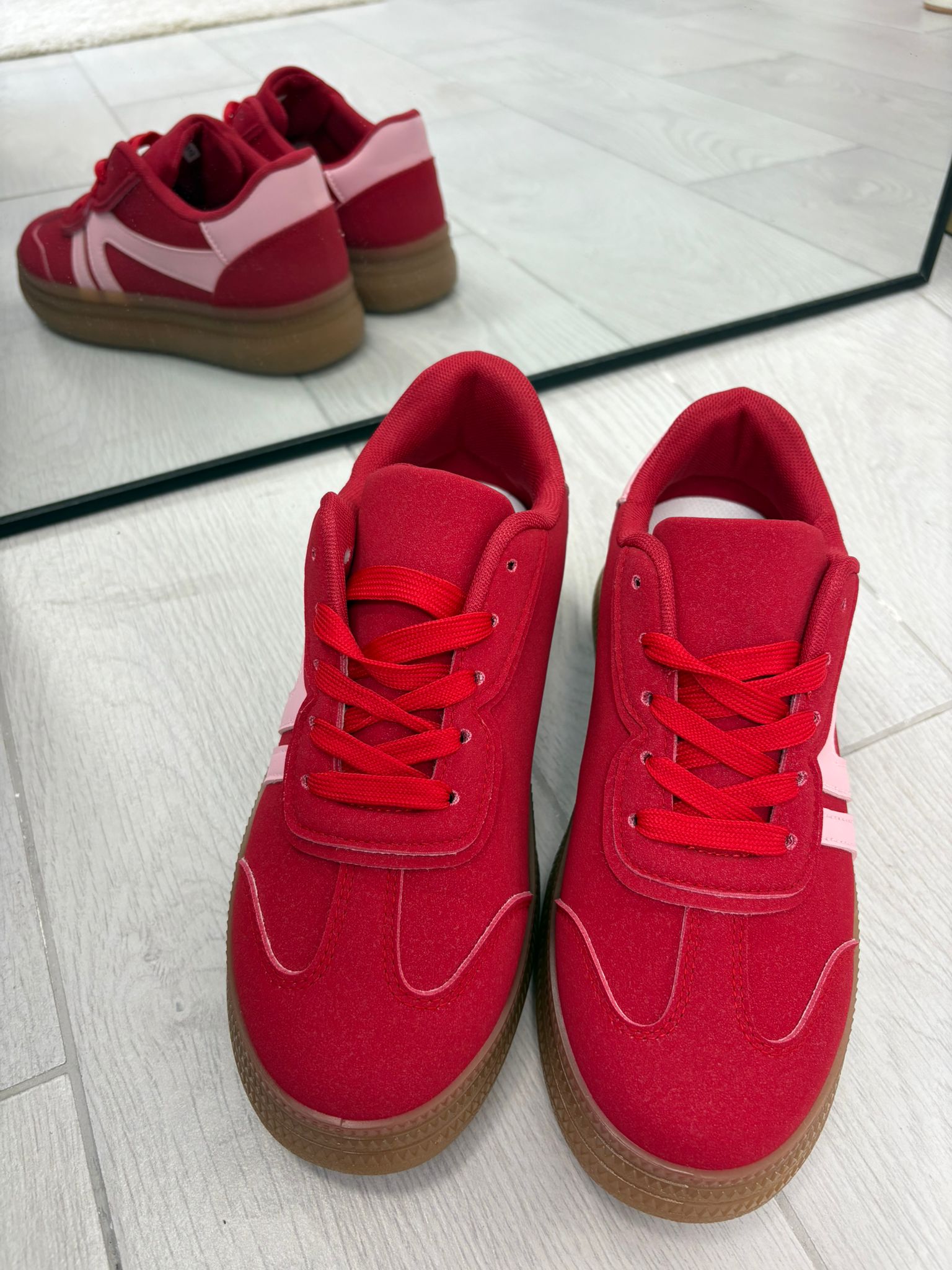 Sneakers suola alta - Rosso