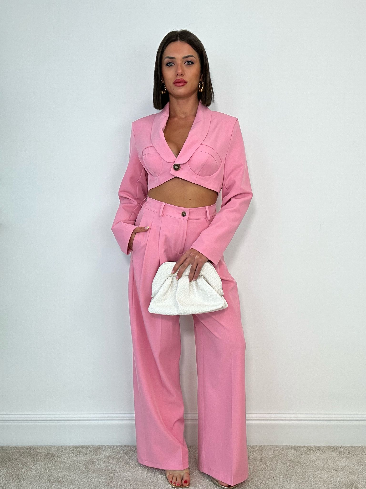Coordinato Vittoria (Blazer Crop + Pantalone) Rosa