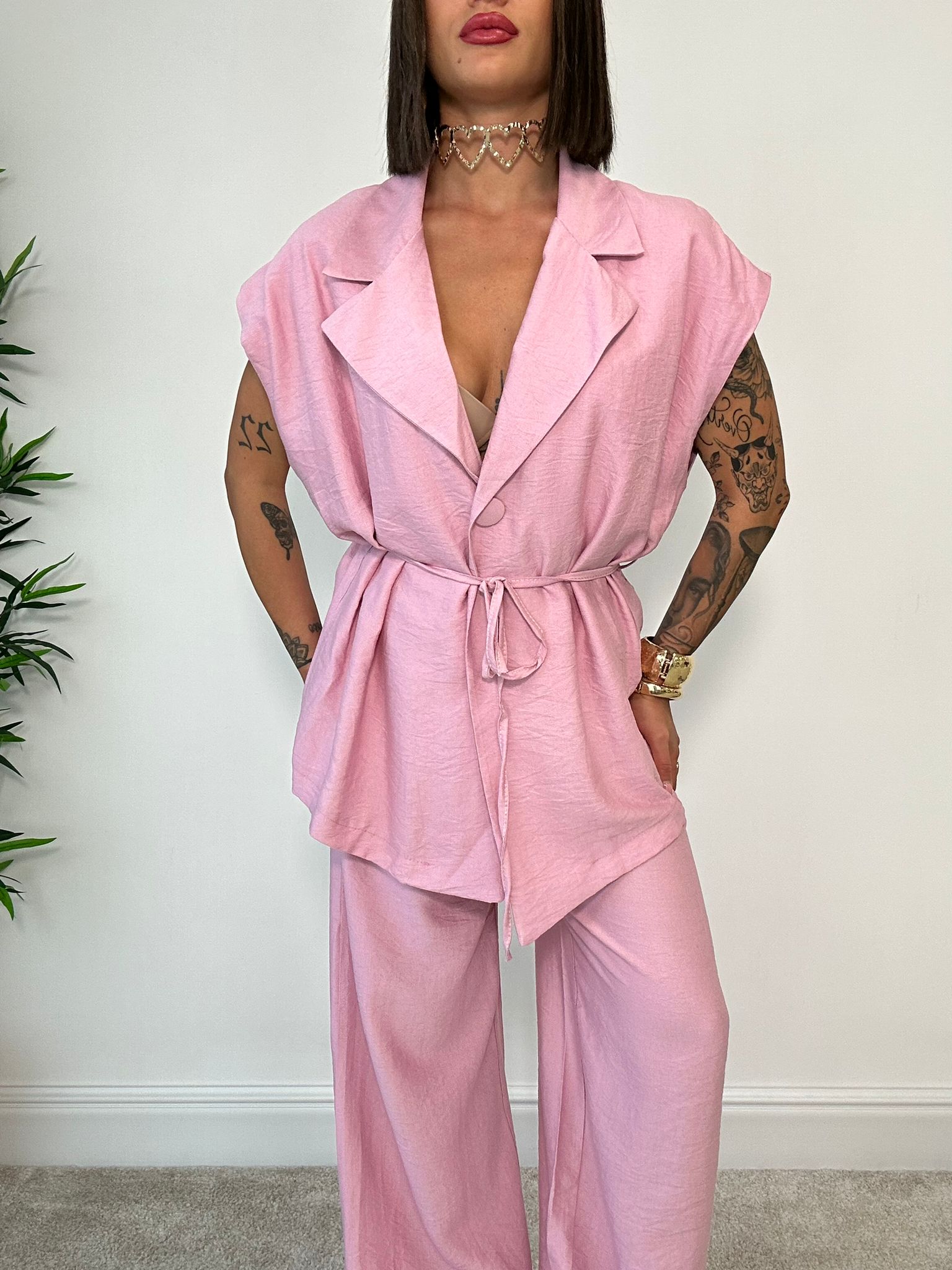 Coordinato Bahamas (Giacca Smanicata + Pantalone) Rosa