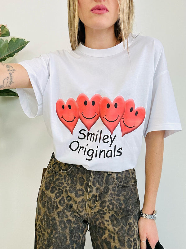 Maxi T-shirt Smiley Original - Bianco