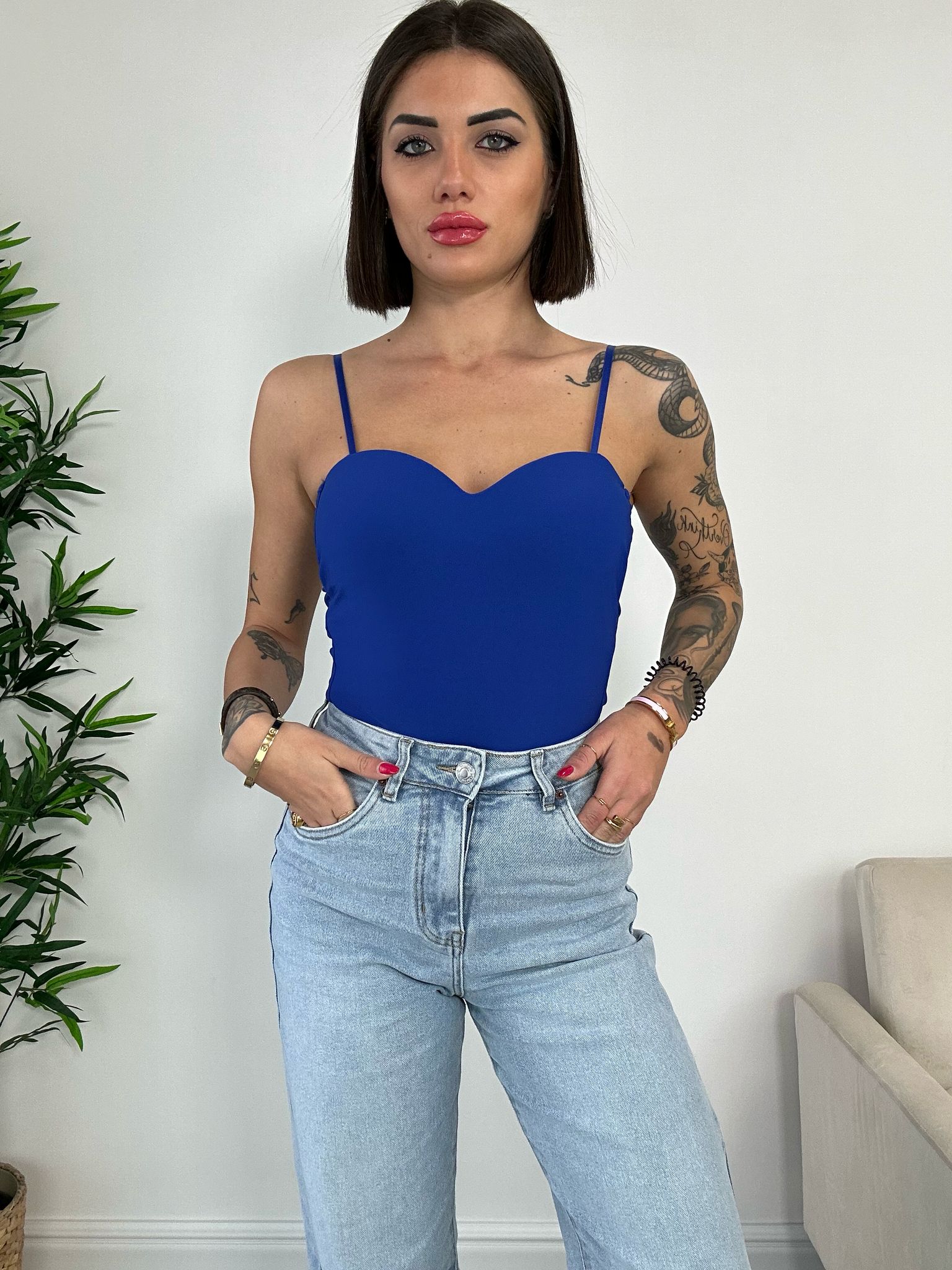 Body Scollo a Cuore - Blu
