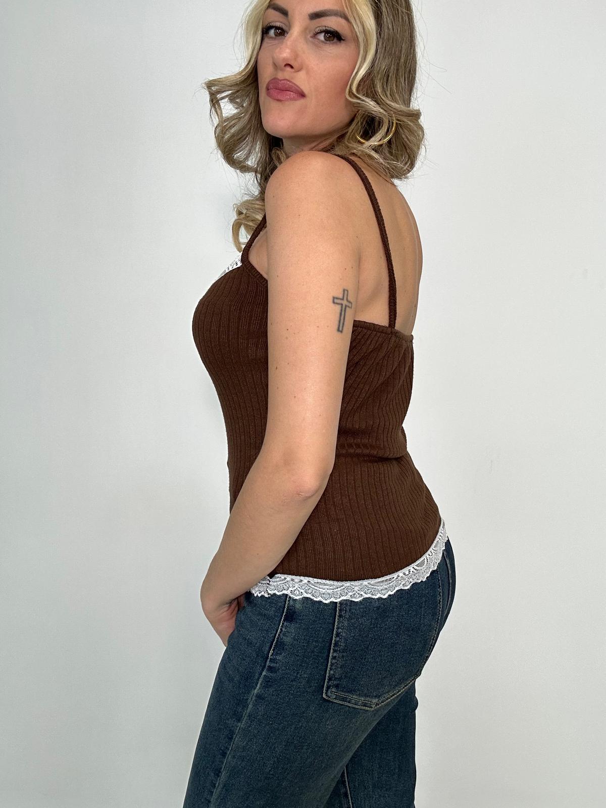 Top a canotta 37731 - Marrone
