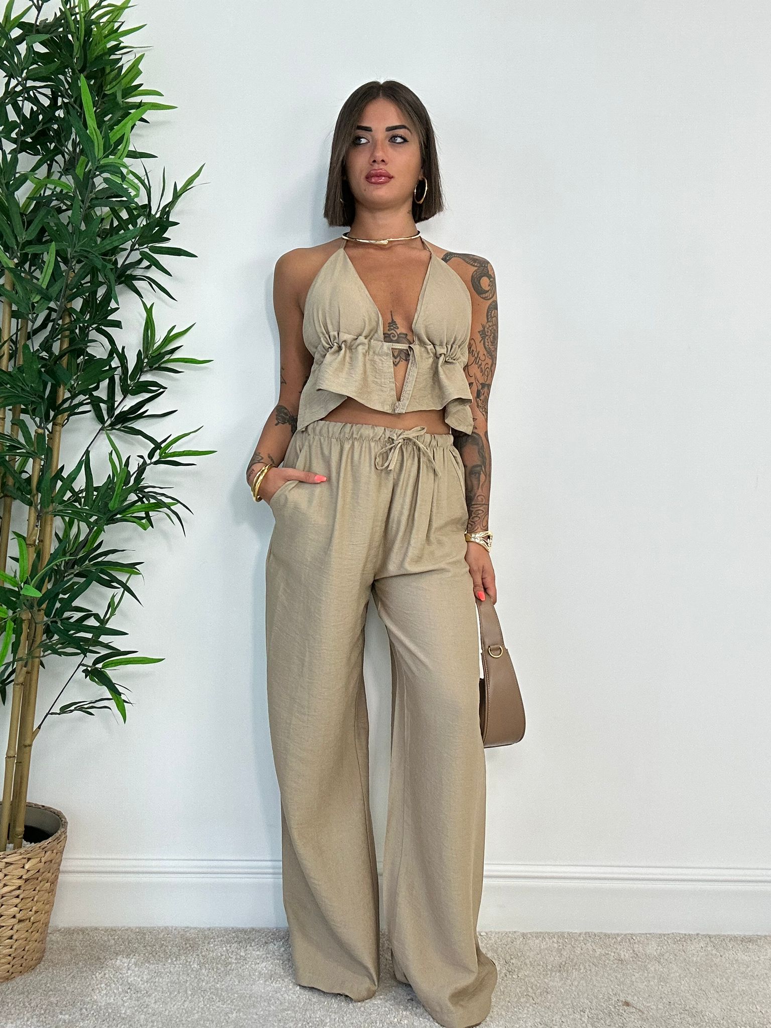Coordinato Lara (Top + Pantalone) Beige