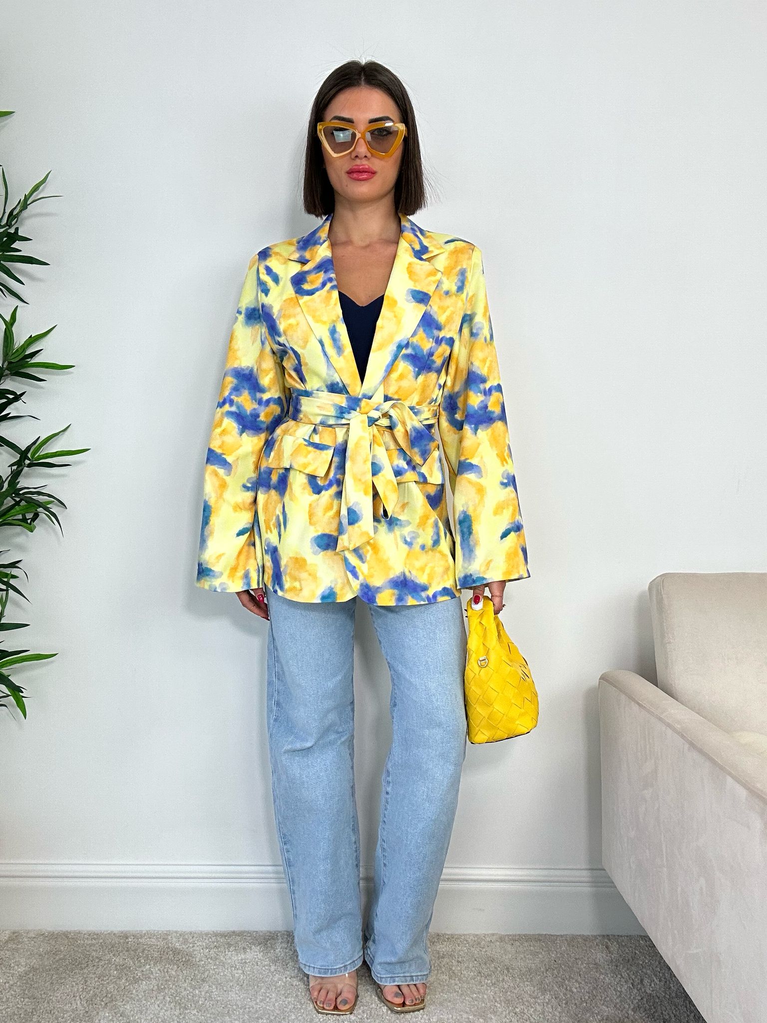 Blazer à motifs abstraits - Jaune et bleu