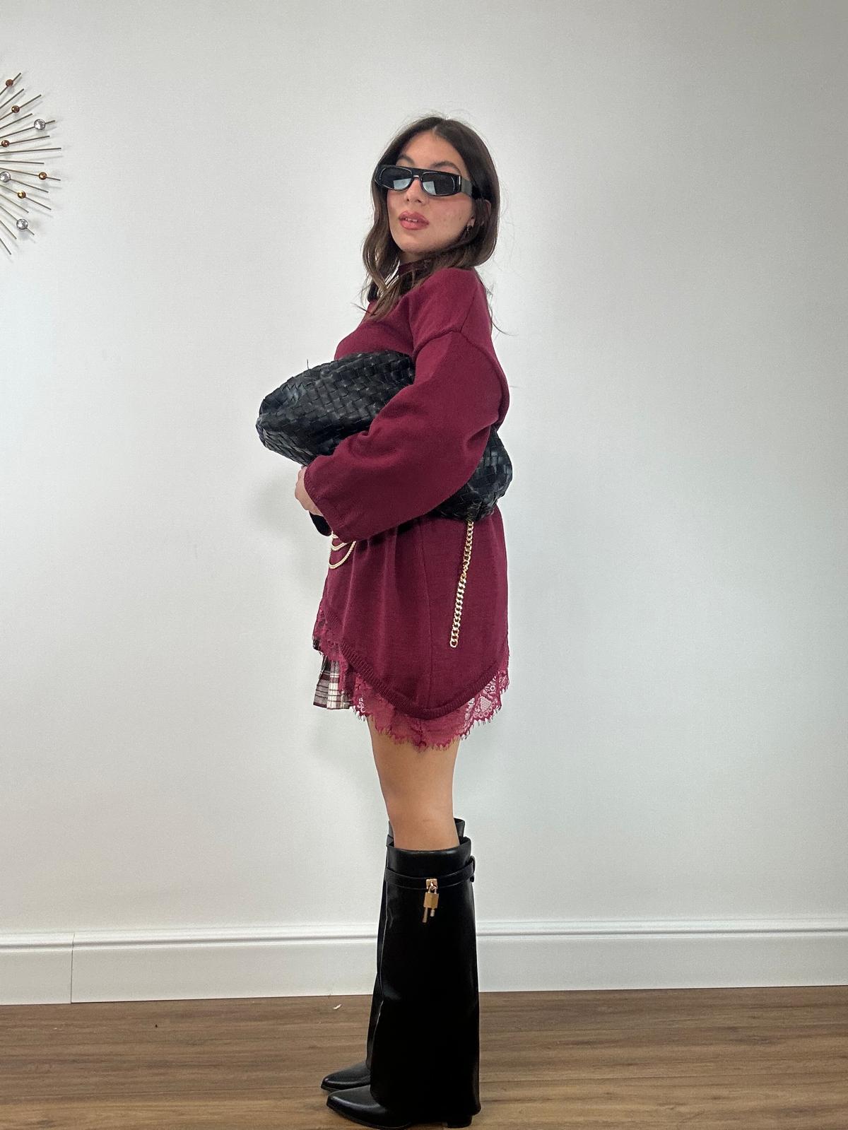 PREORDINE IN ARRIVO 25 NOVEMBRE - Maglione Asimmetrico 25893 - Bordeaux