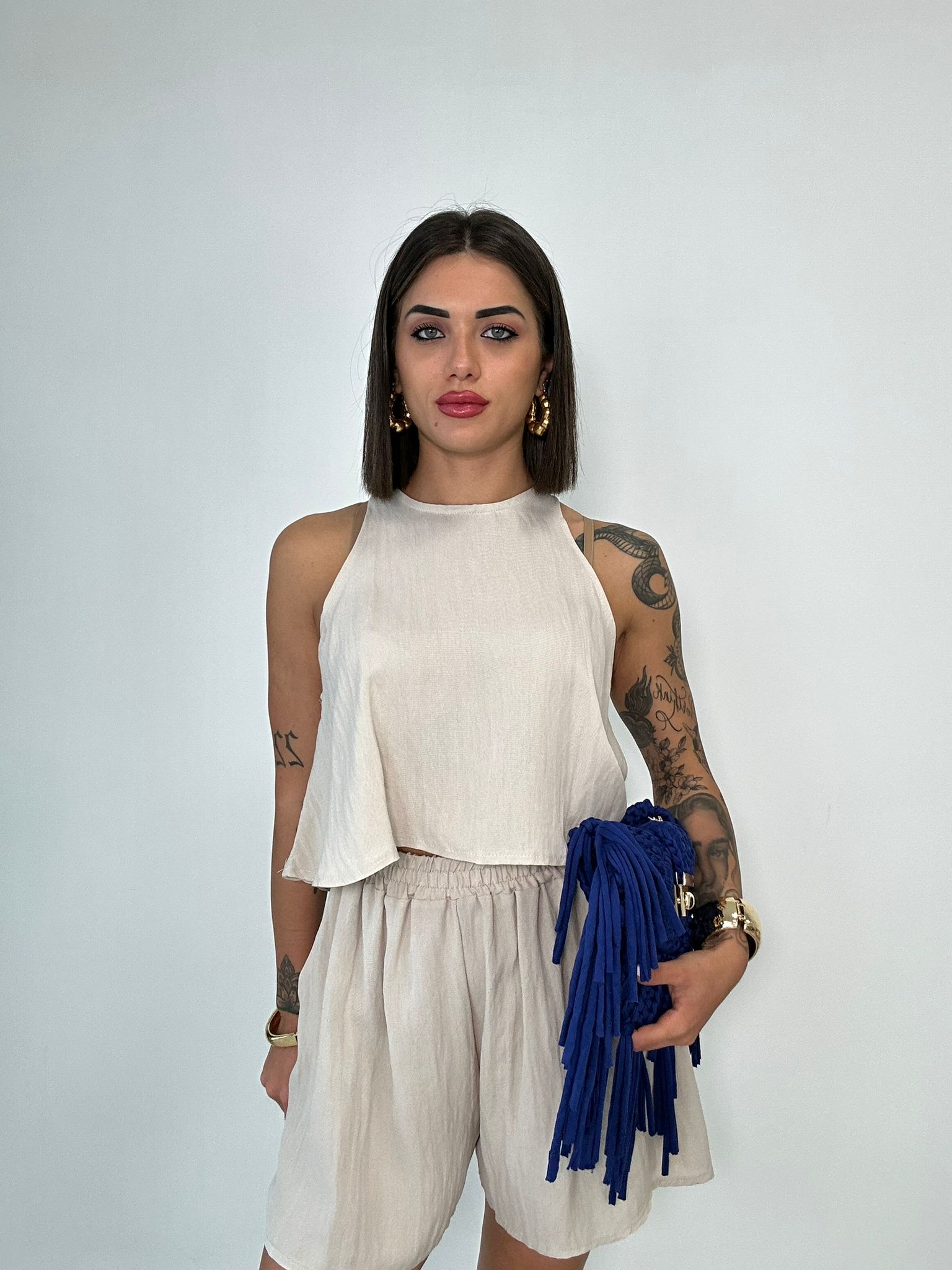 Coordinato Ludovica (Top + Pantaloncino) Beige