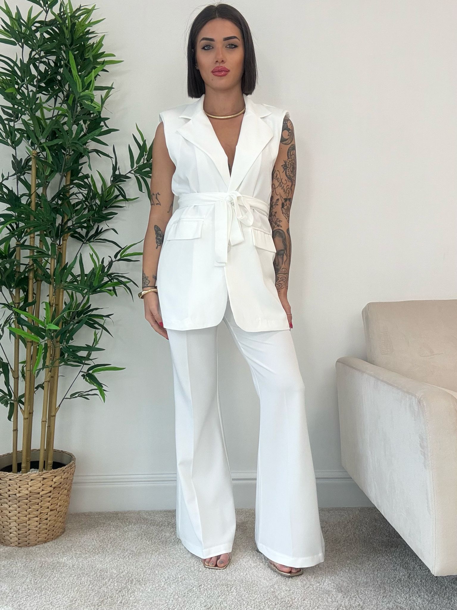 Costume Monique (blazer + pantalon) blanc