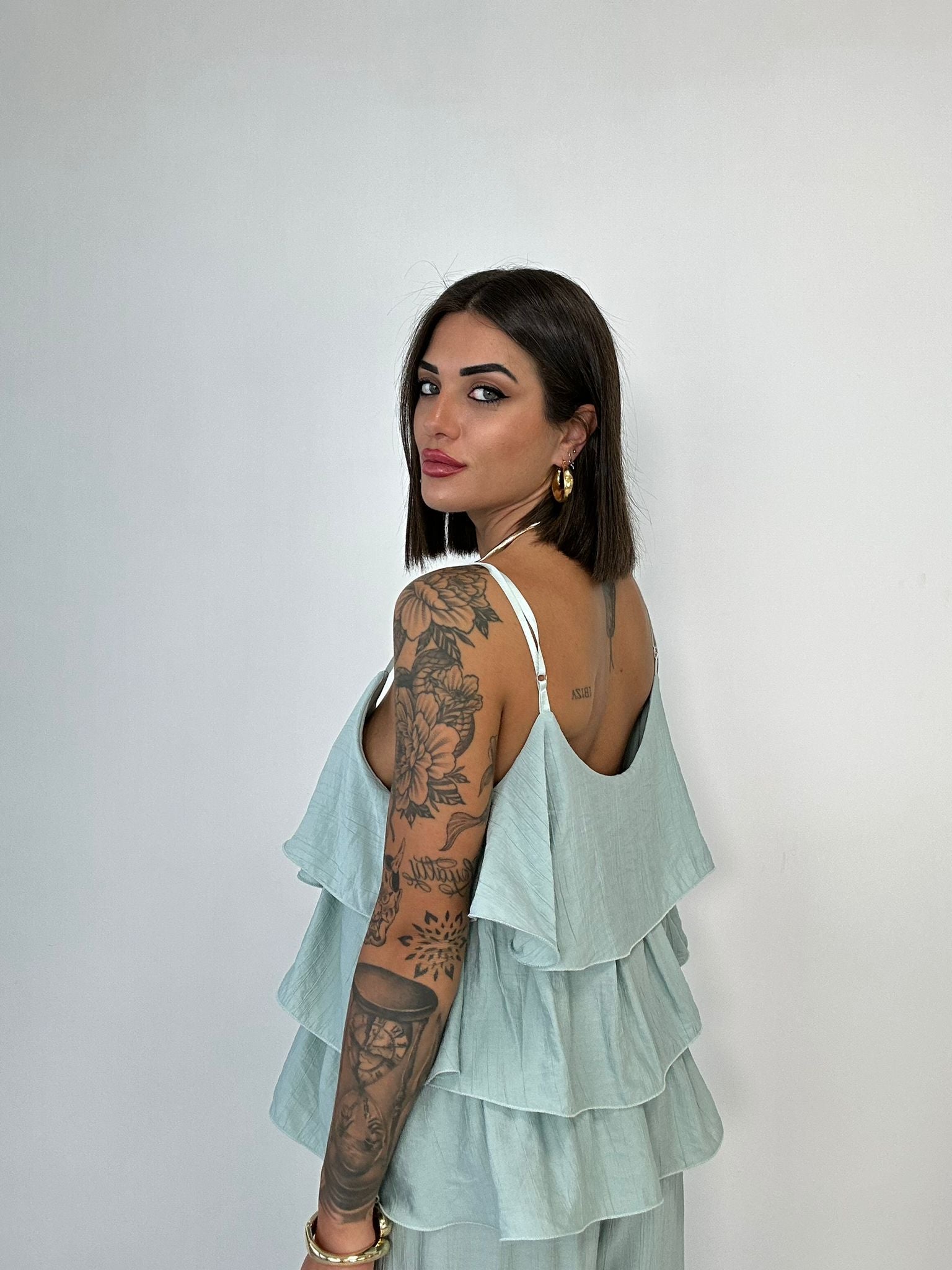 Coordinato Portofino (Top + Pantalone) Verde Acqua