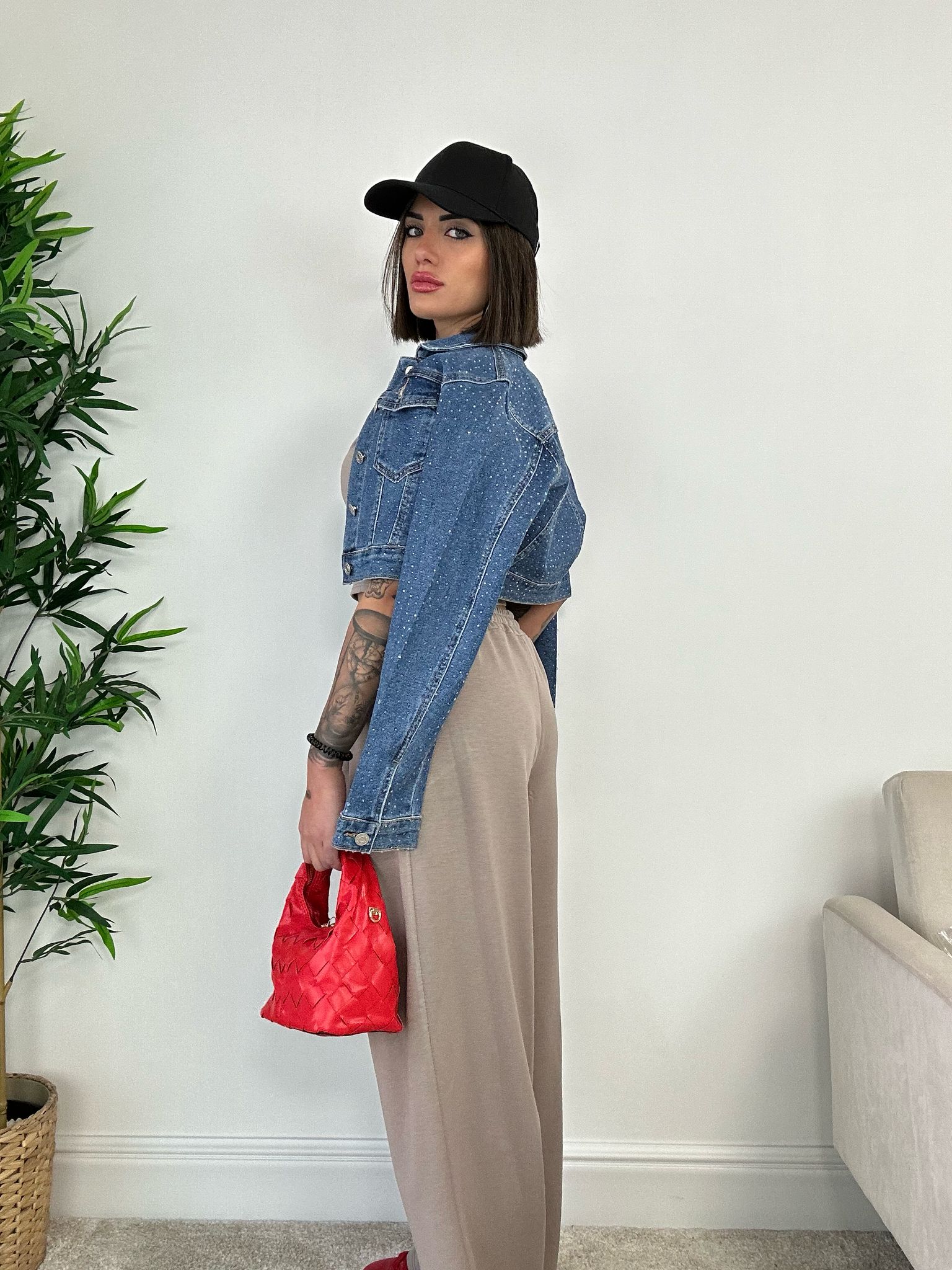 Coordinato di tuta Brenda (Felpa Crop + Pantalone) Fango